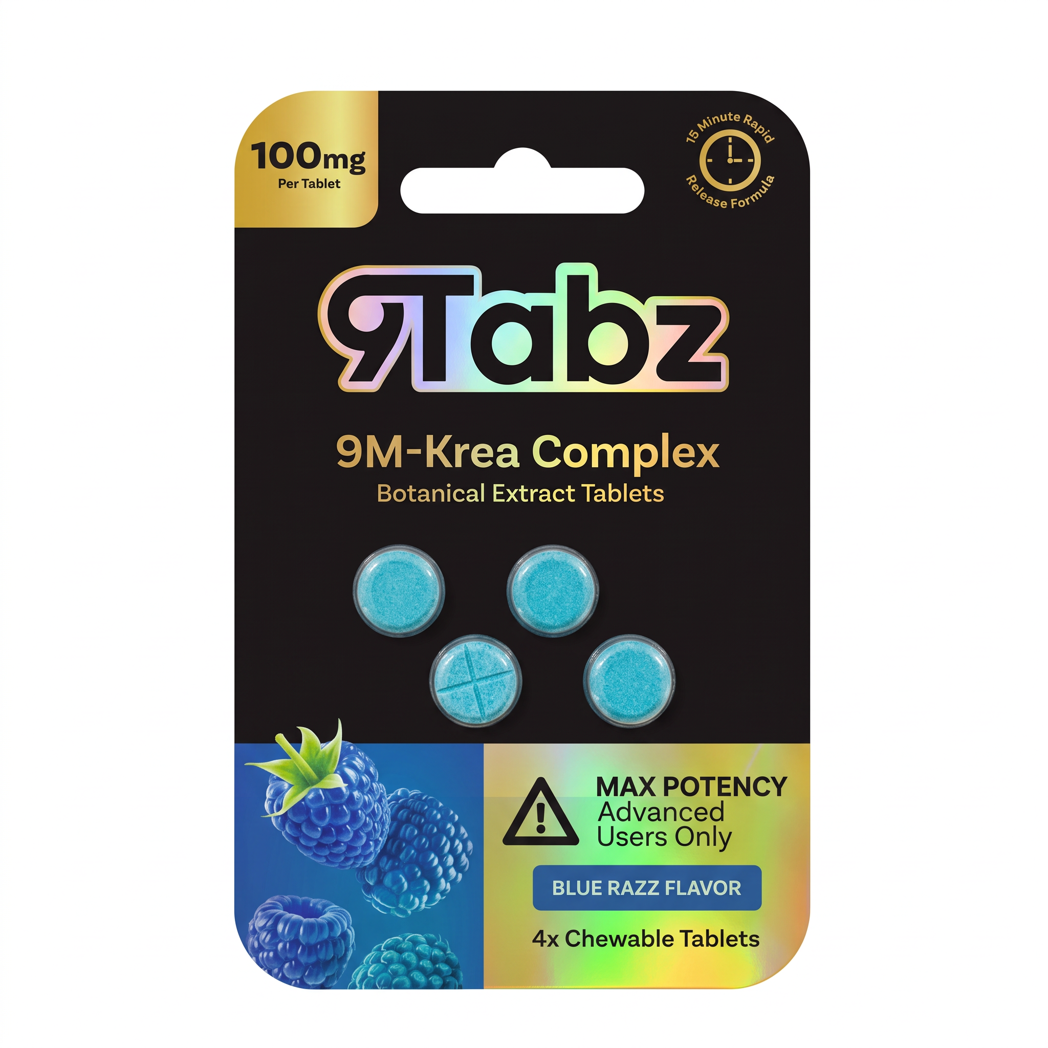 9Tabz 9M-Krea Complex Botanical Extract Tablets (400mg - 4 Count) - Blue Razz