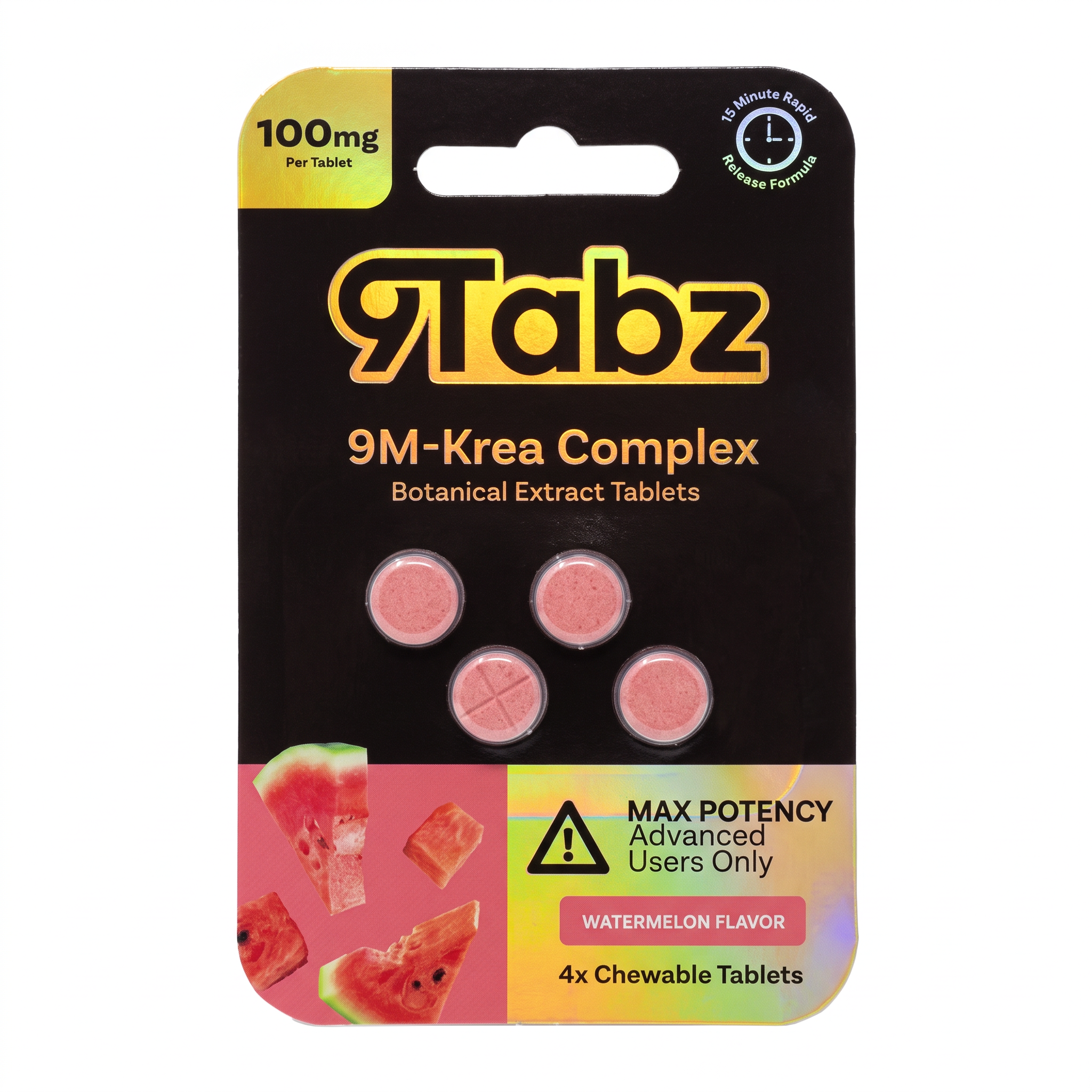 9Tabz 9M-Krea Complex Botanical Extract Tablets (400mg - 4 Count) - Watermelon