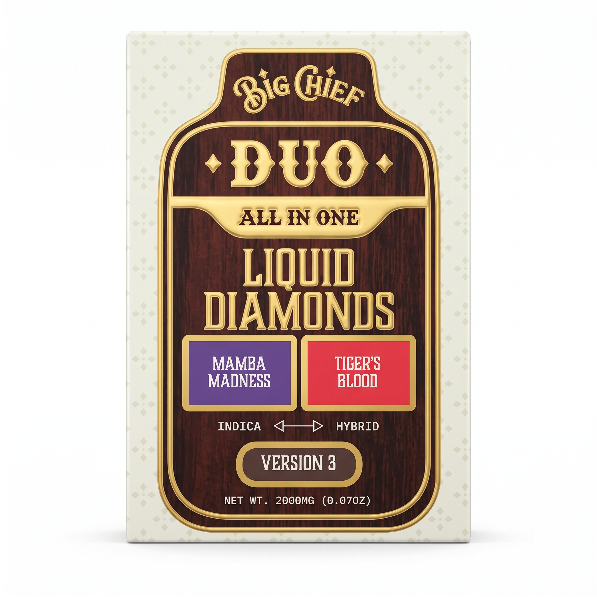 Big Chief THC-A DUO AIO Liquid Diamond Disposable (2000mg) - Mamba Madness (Hybrid) + Tiger's Blood (Indica)