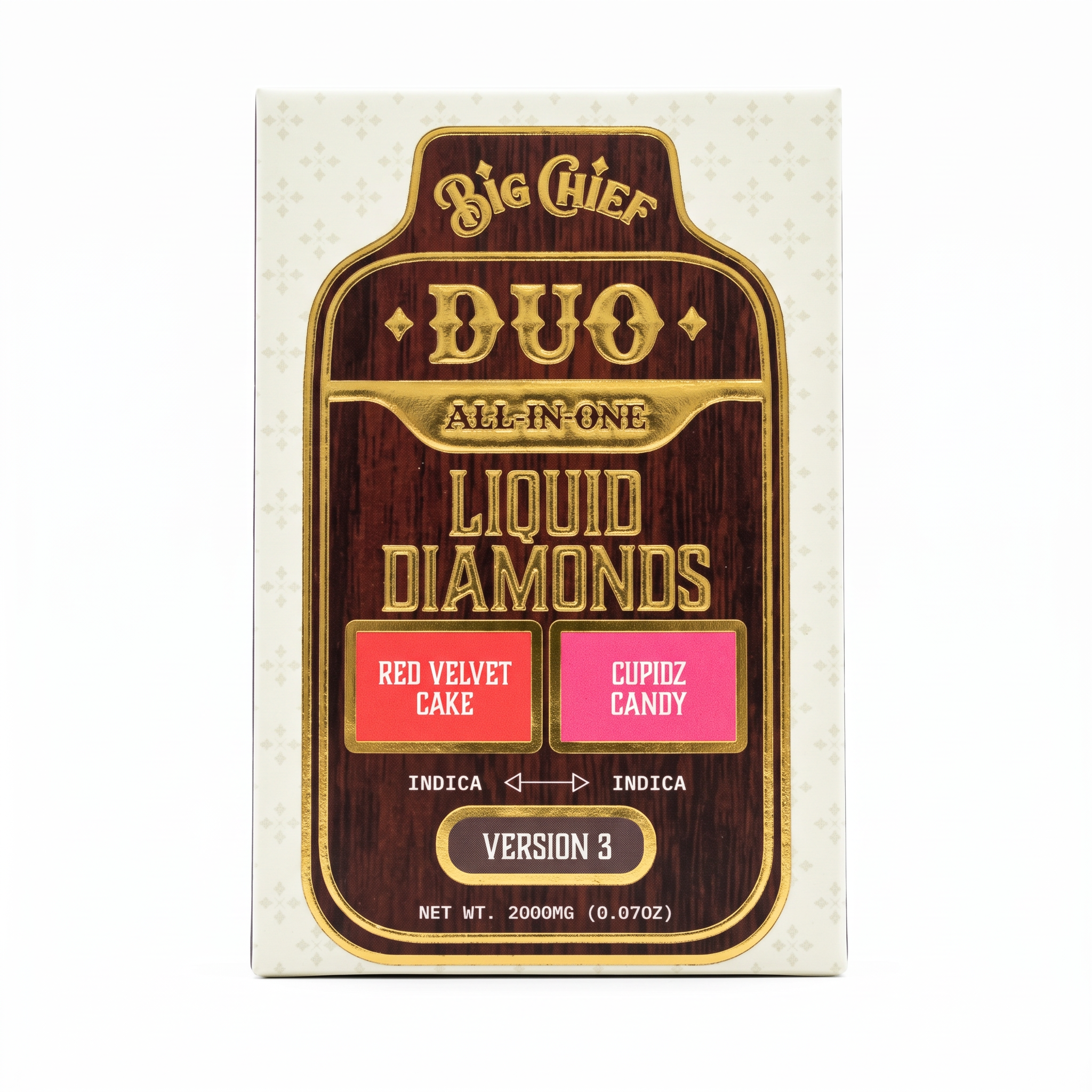Big Chief THC-A DUO AIO Liquid Diamond Disposable (2000mg) - Red Velvet Cake (Indica) + Cupidz Candy (Indica)