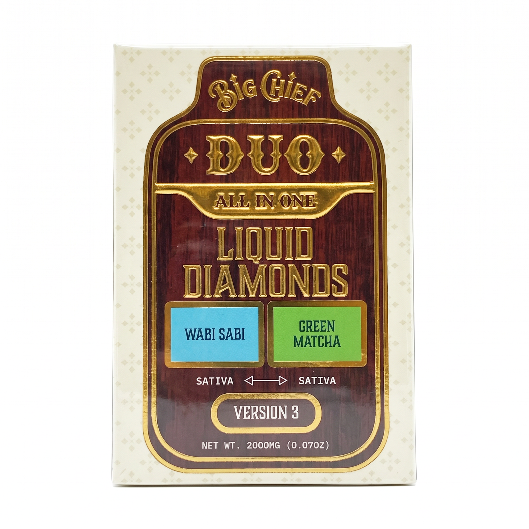 Big Chief THC-A DUO AIO Liquid Diamond Disposable (2000mg) - Wabi Sabi (Sativa) + Green Matcha (Sativa)