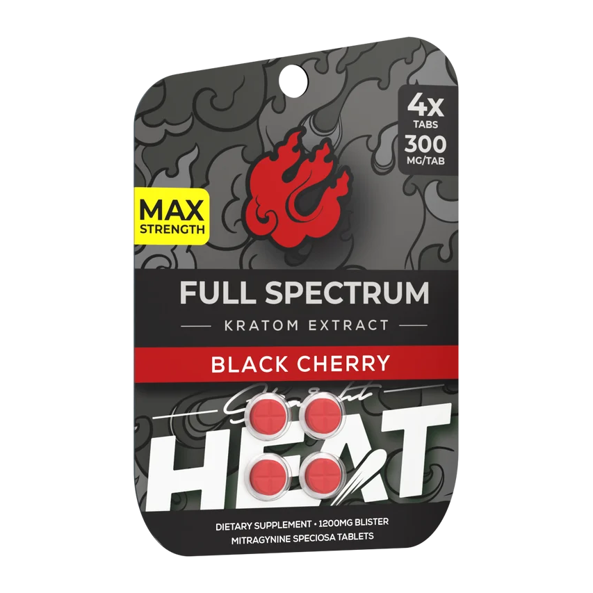 Straight Heat Full Spectrum Kratom Extract Tablets (1200mg - 4 Count) - Black Cherry