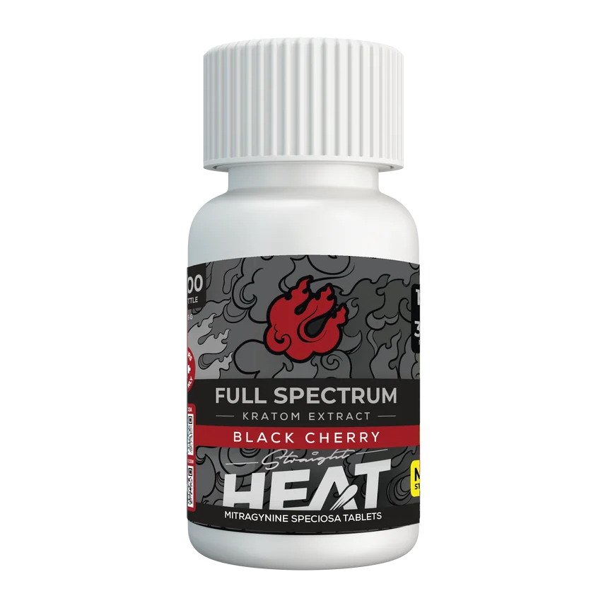 Straight Heat Full Spectrum Kratom Extract Tablets (3000mg - 10 Count) - Black Cherry
