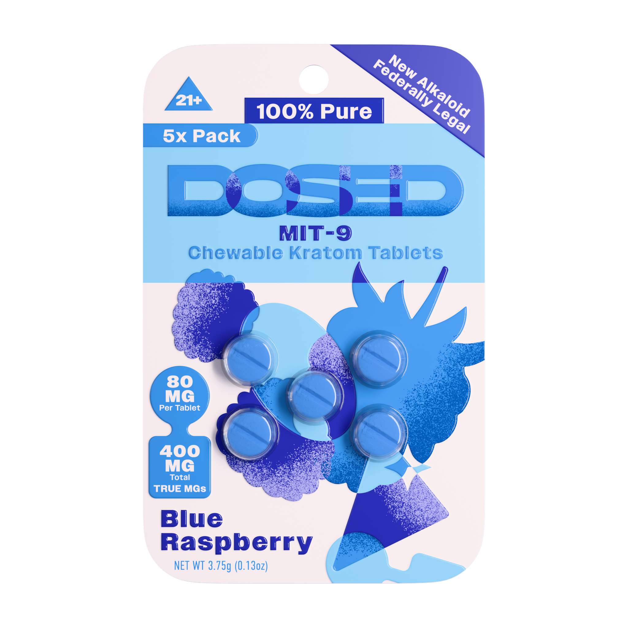 Dosed MIT-9 Tablets (400mg - 5 Count) - Blue Raspberry