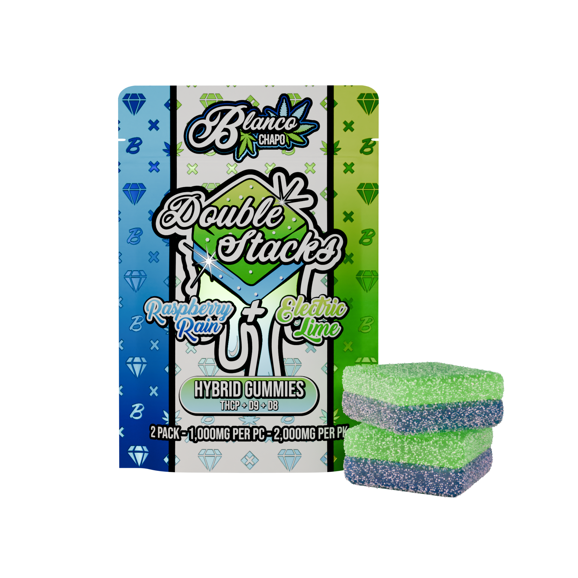 Blanco Chapo Double Stacks THCP + D9 + D8 Gummies (2000mg)