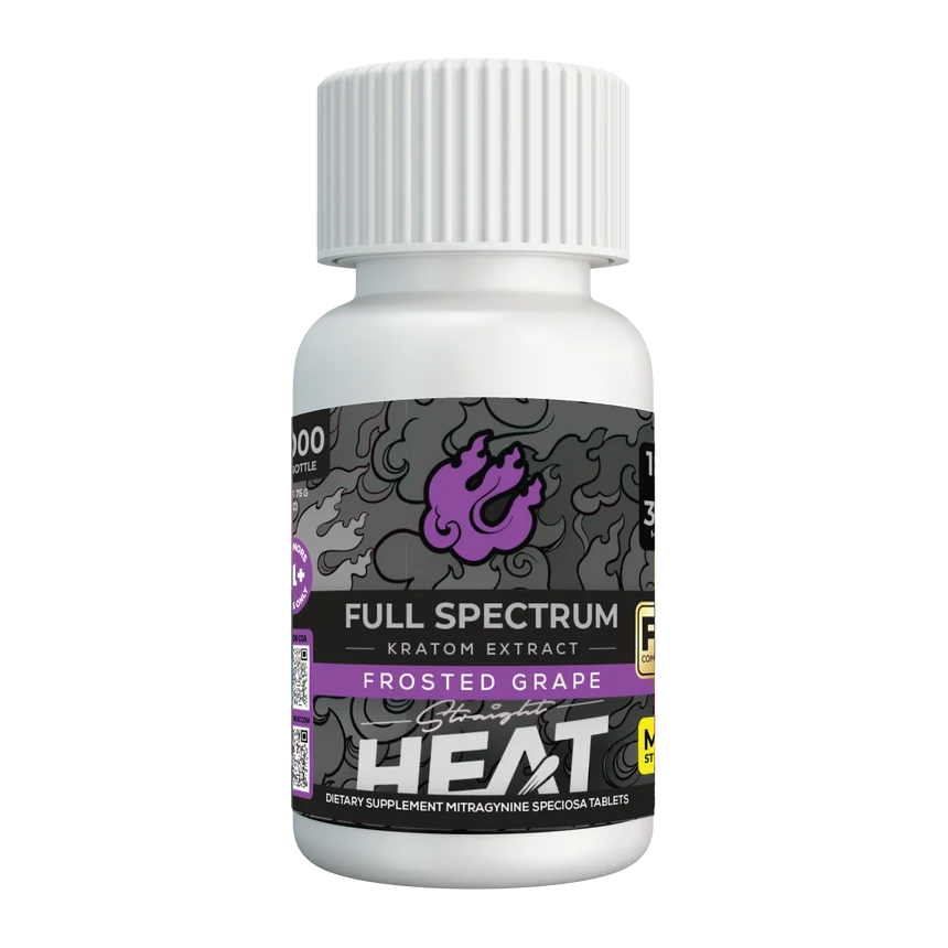 Straight Heat Full Spectrum Kratom Extract Tablets (3000mg - 10 Count) - Frosted Grape