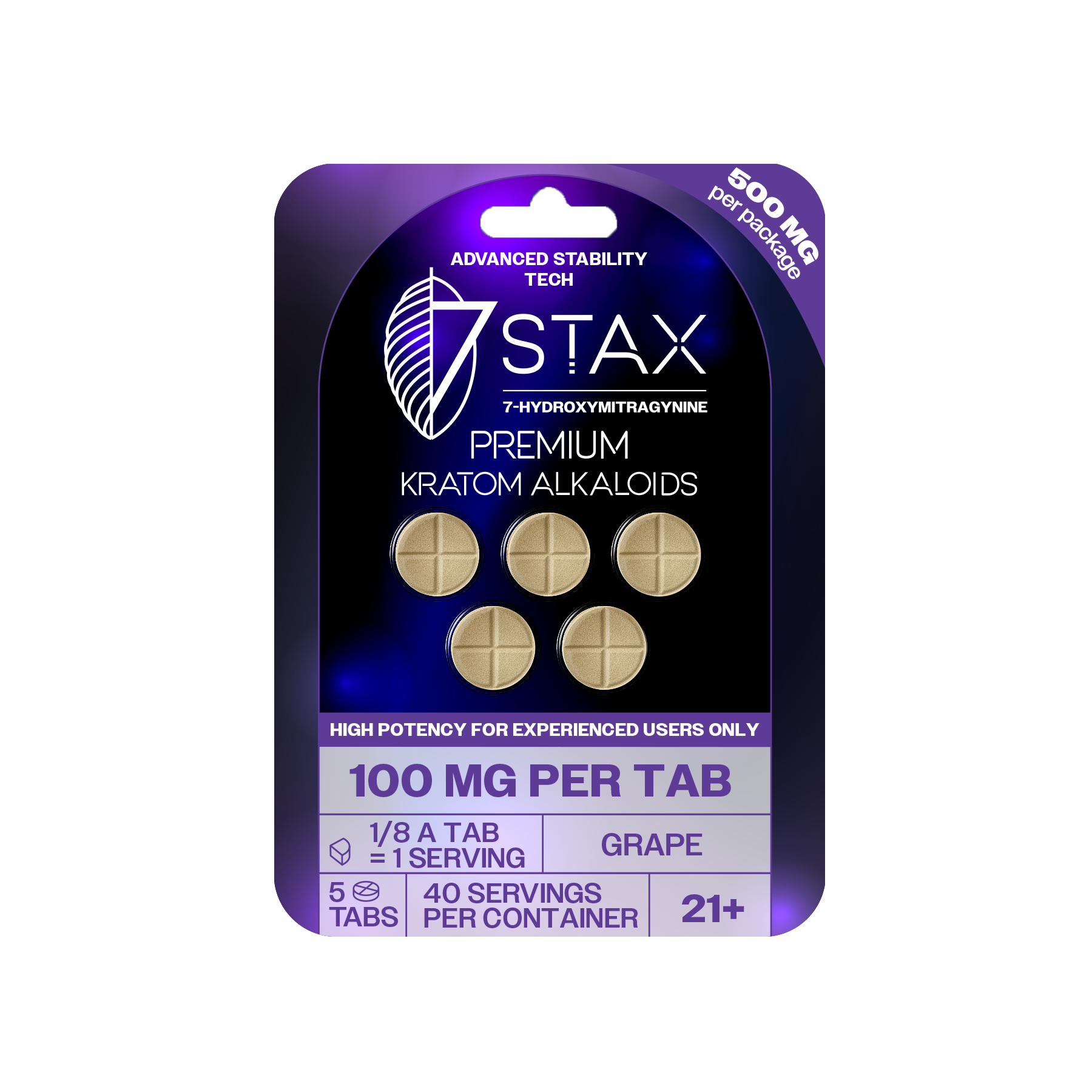 7Stax Premium 7-OH Kratom Alkaloid Tablets (500mg - 5 Count)