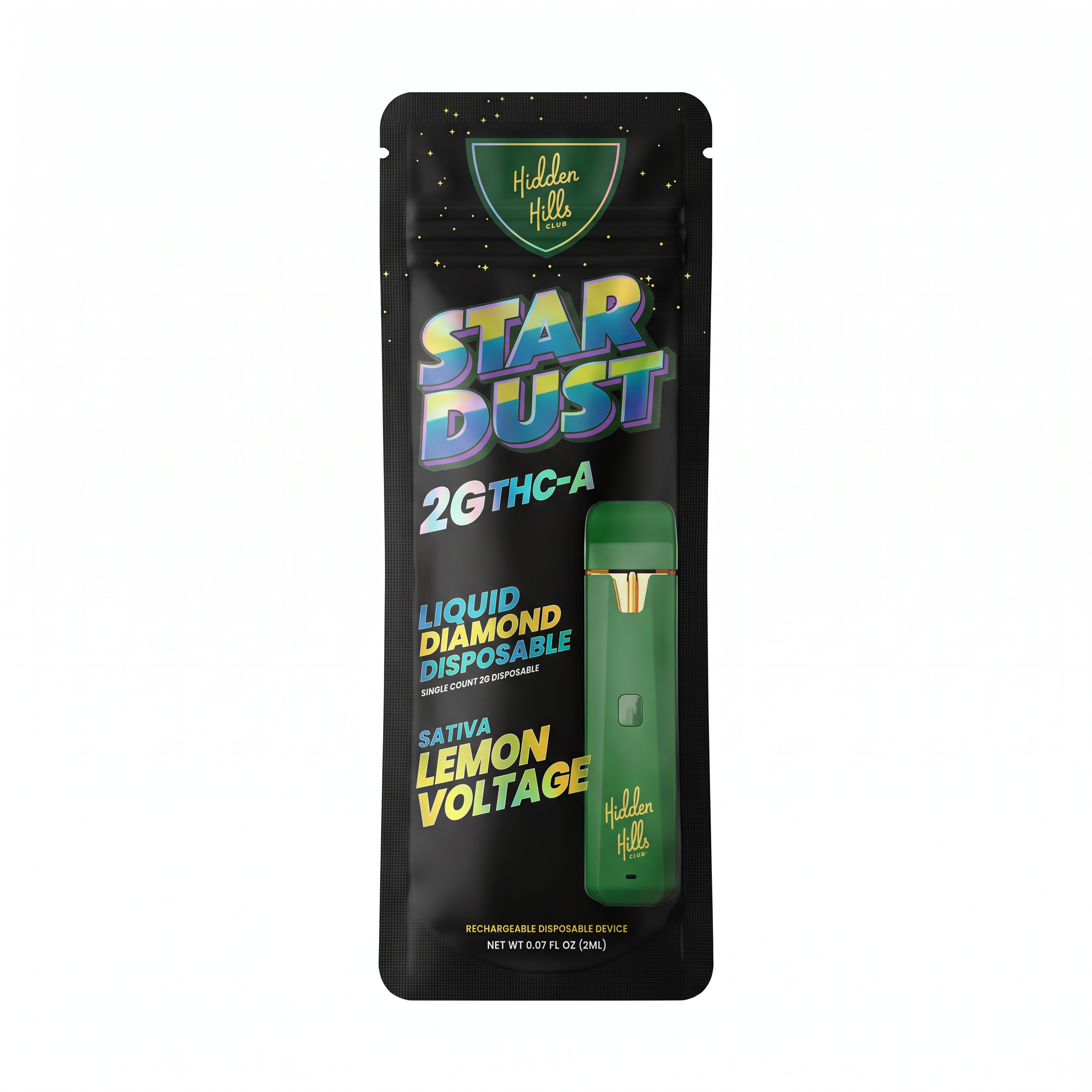 Hidden Hills Stardust THC-A Liquid Diamond Disposable (2000mg) - Lemon Voltage (Sativa)