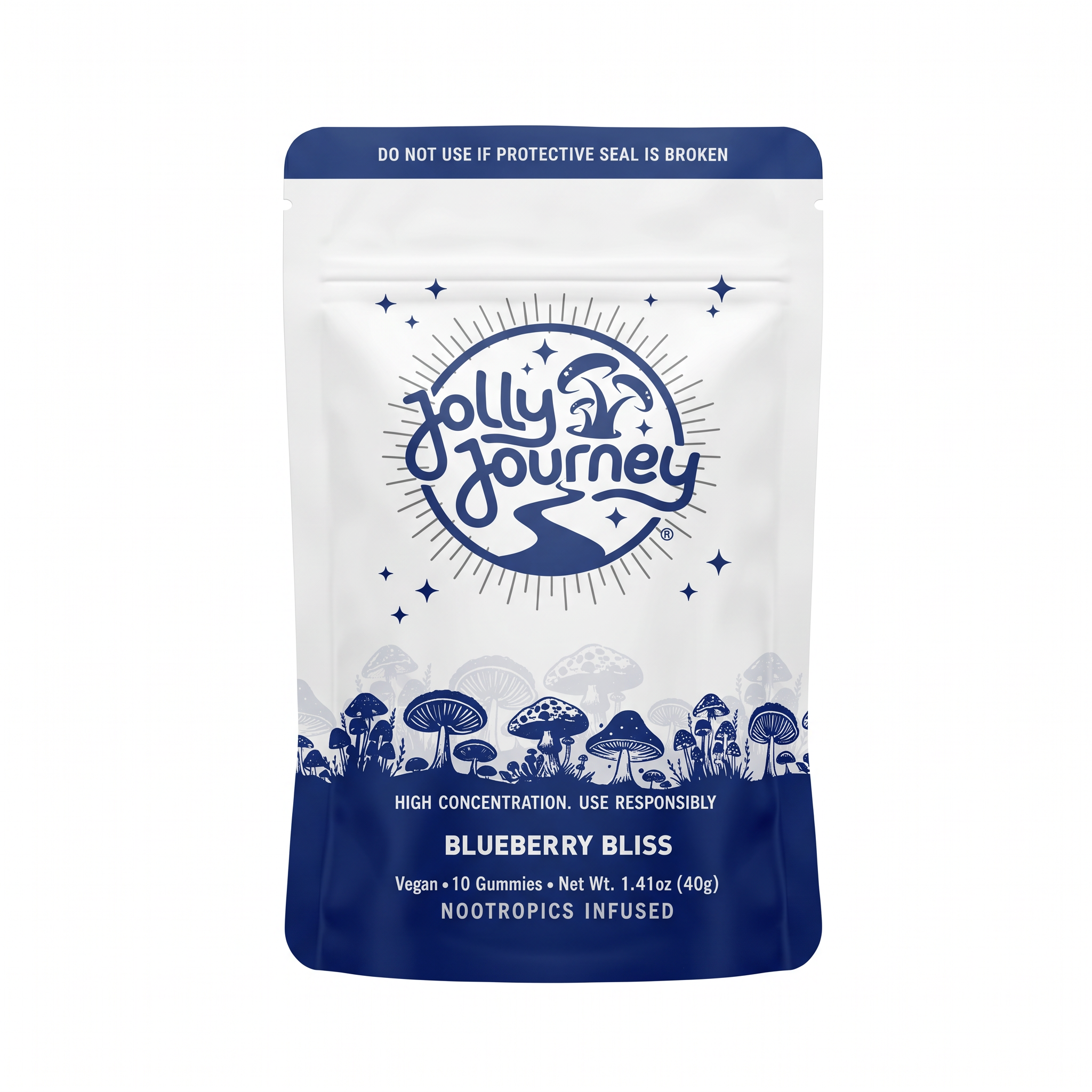 Jolly Journey Mushroom Gummies (10 Count) - Blueberry Bliss