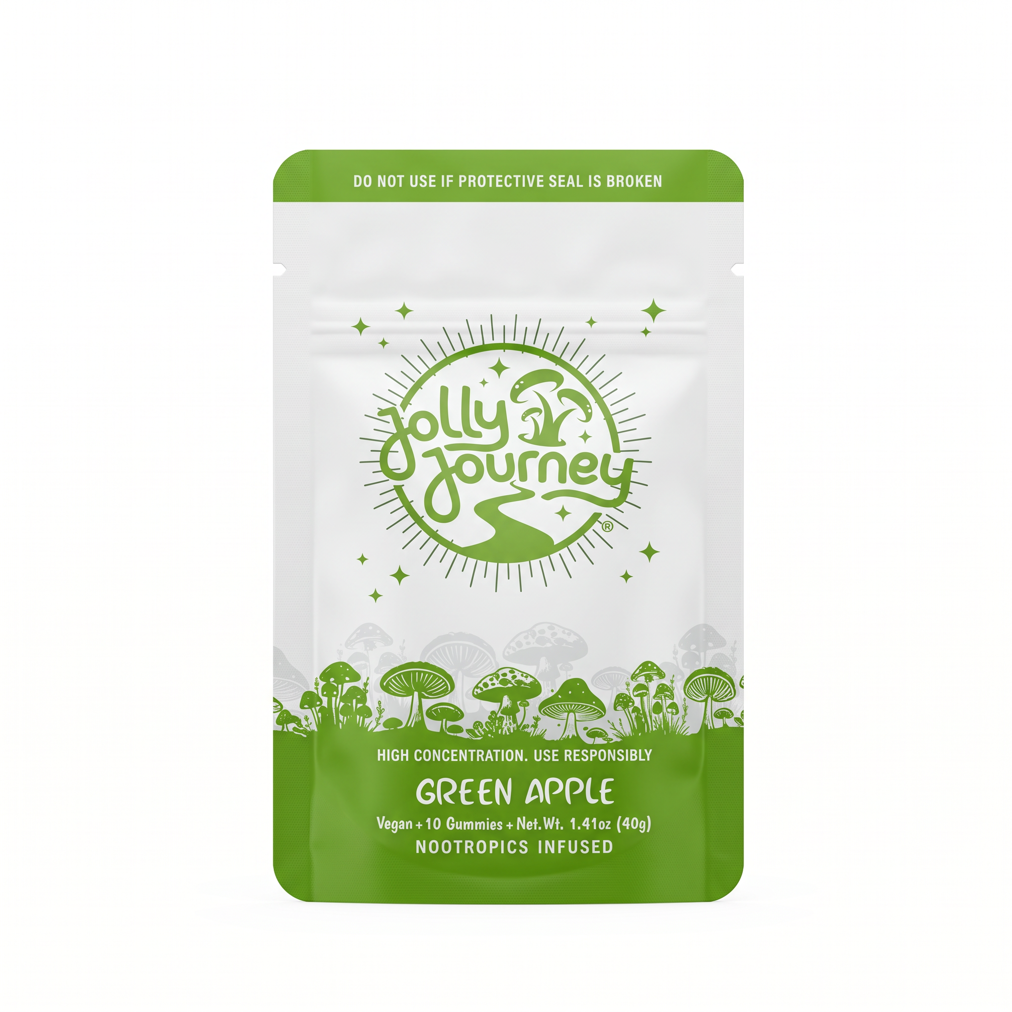 Jolly Journey Mushroom Gummies (10 Count) - Green Apple