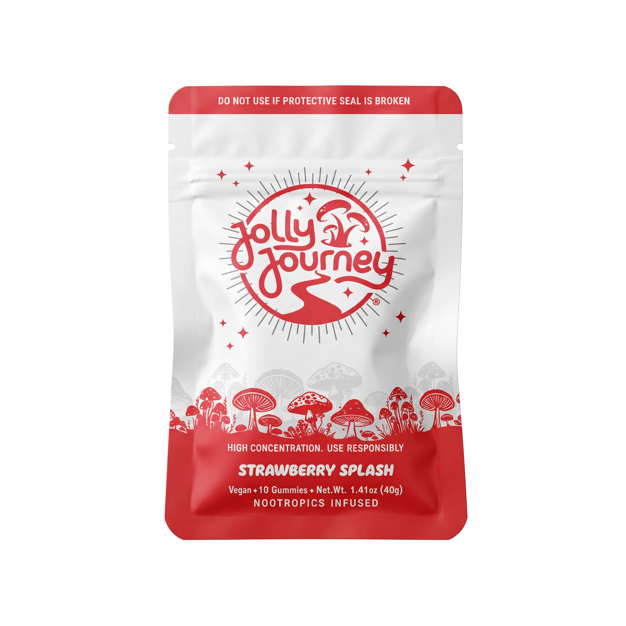 Jolly Journey Mushroom Gummies (10 Count) - Strawberry Splash