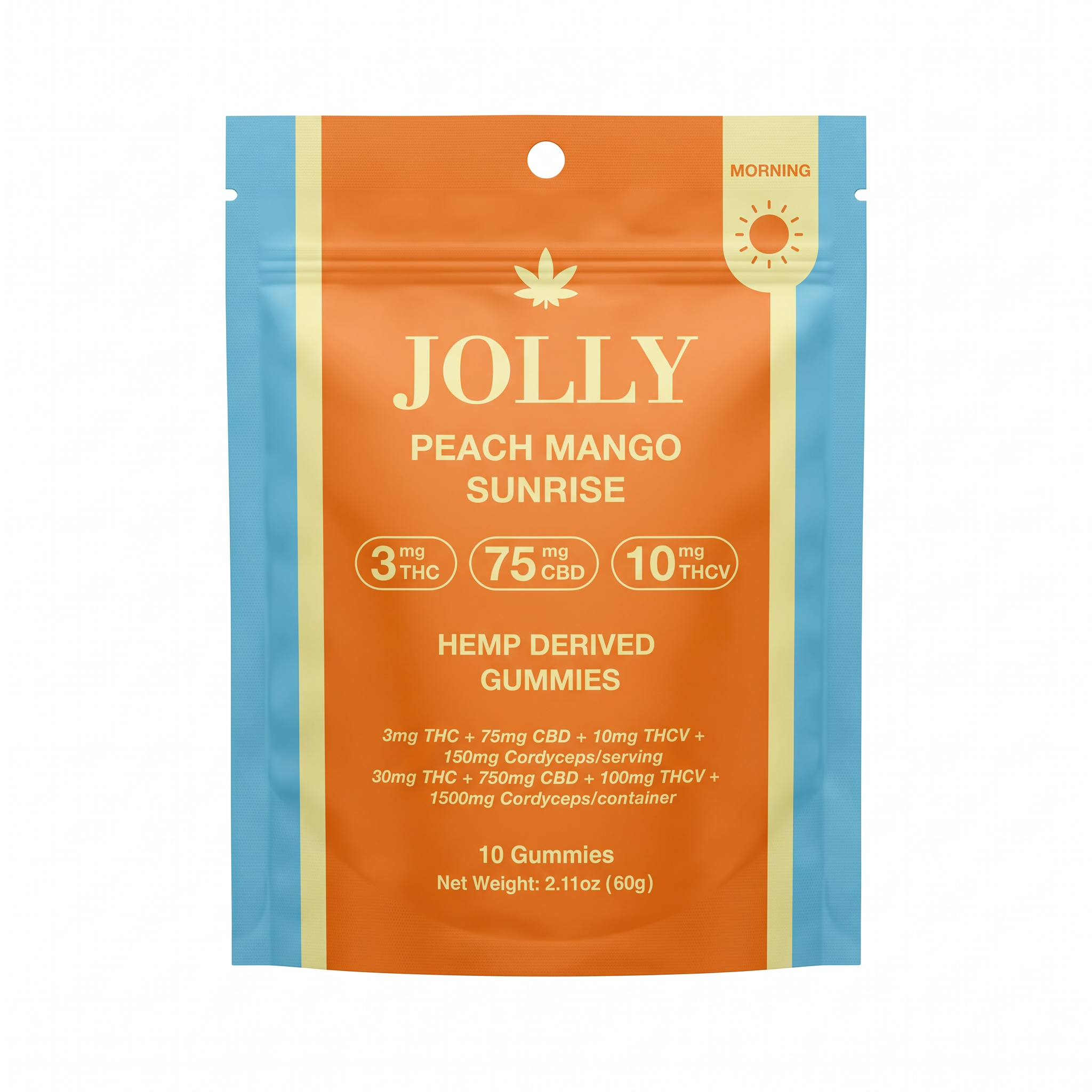 Jolly Peach Mango Sunrise Morning Gummies (10 Count) - Peach Mango Sunrise