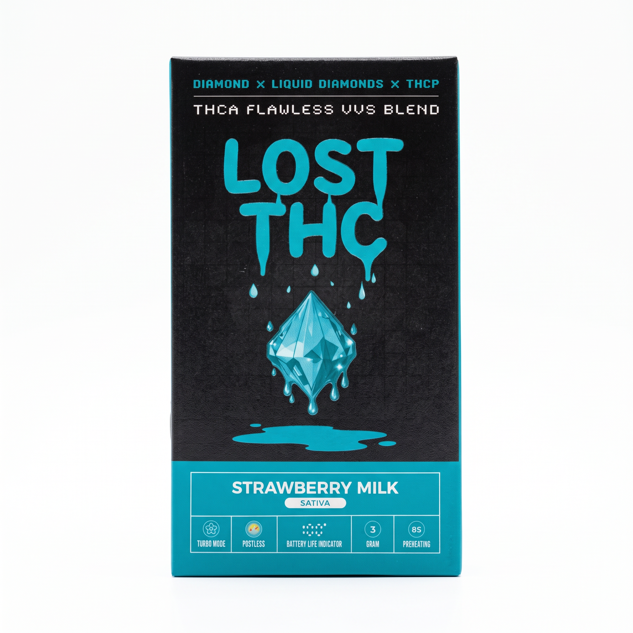 Lost THC THC-A + THC-P Flawless VVS Diamond Disposable (3000mg) - Sativa ~ Strawberry Milk