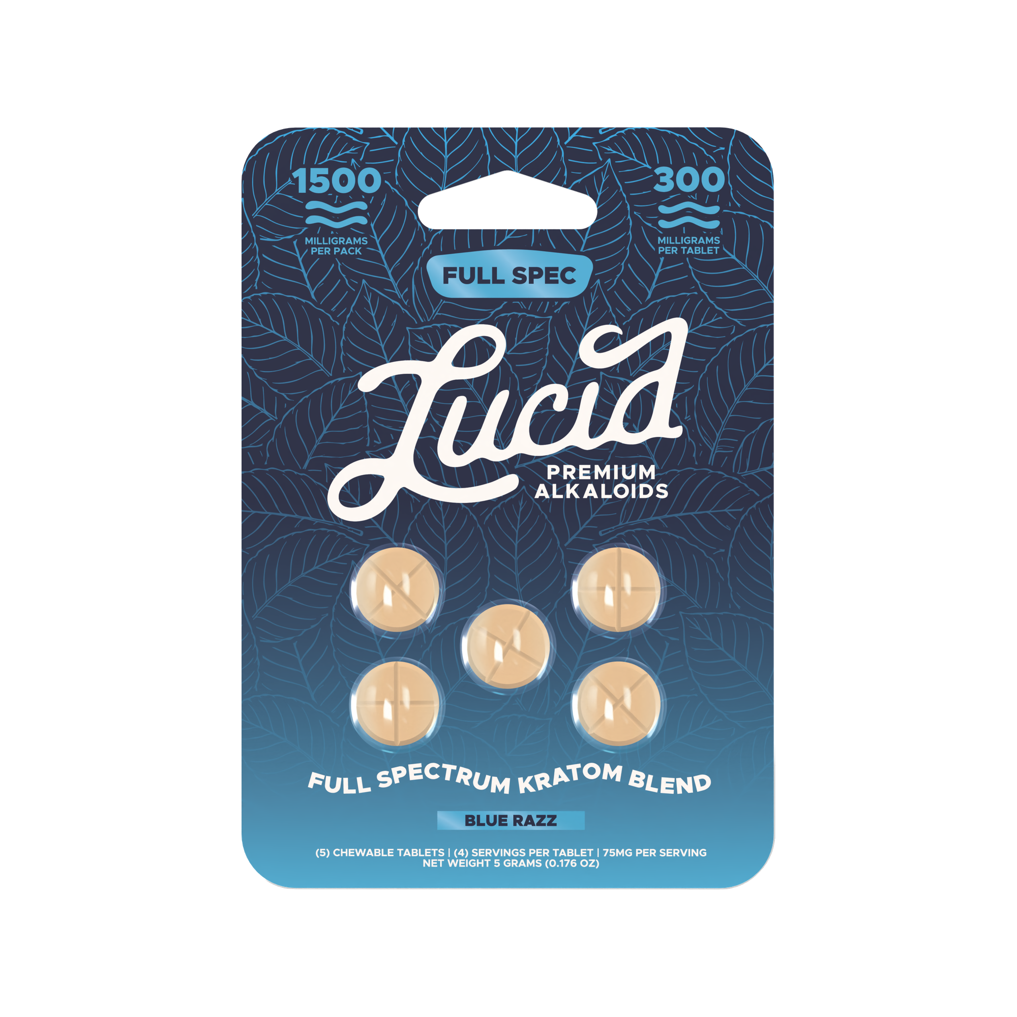 Lucid Full Spectrum Kratom Blend Tablets (1500mg - 5 Count) - Blue Razz