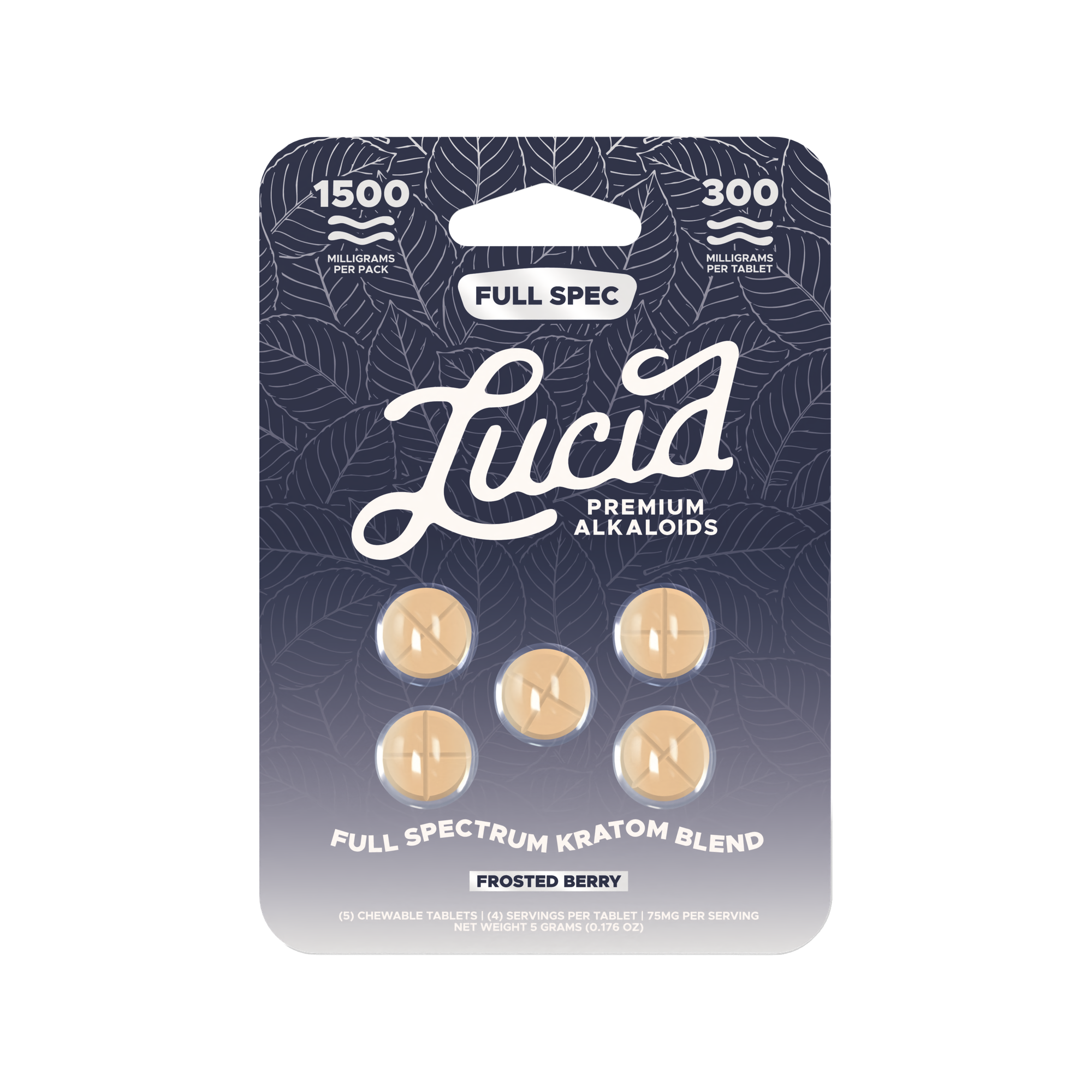 Lucid Full Spectrum Kratom Blend Tablets (1500mg - 5 Count) - Frosted Berry