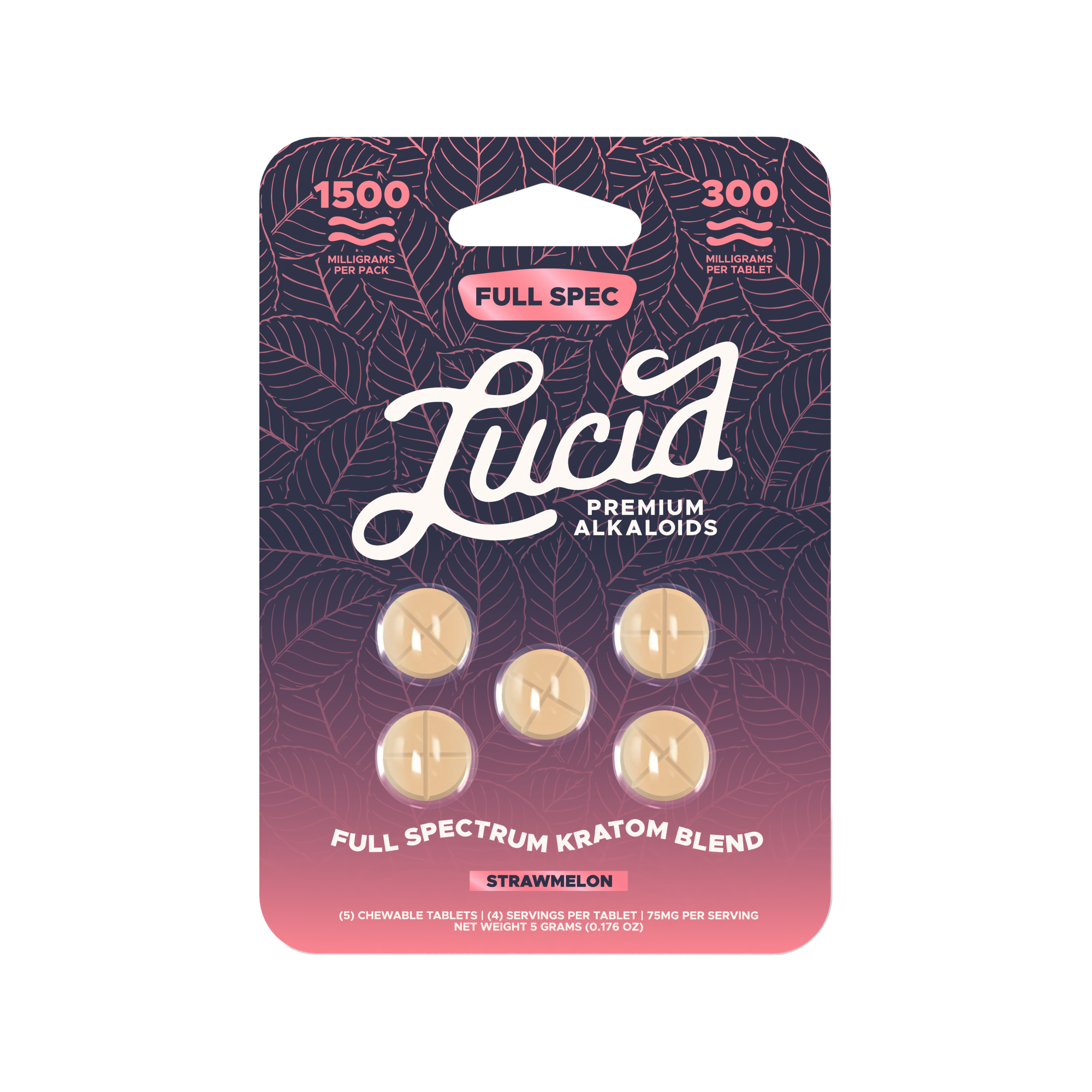 Lucid Full Spectrum Kratom Blend Tablets (1500mg - 5 Count) - Strawmelon