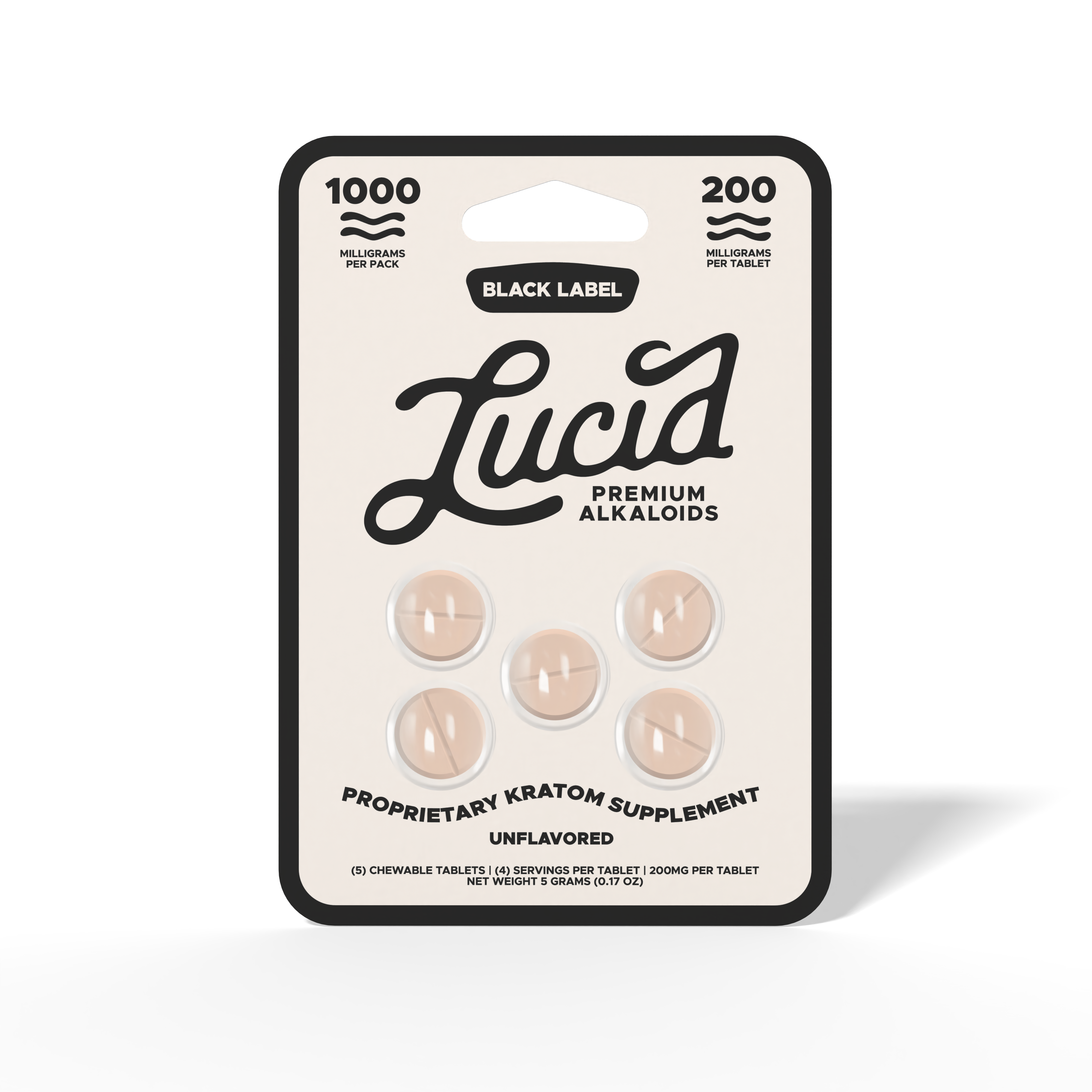 Lucid Black Label Kratom Tablets (1000mg - 5 Count)