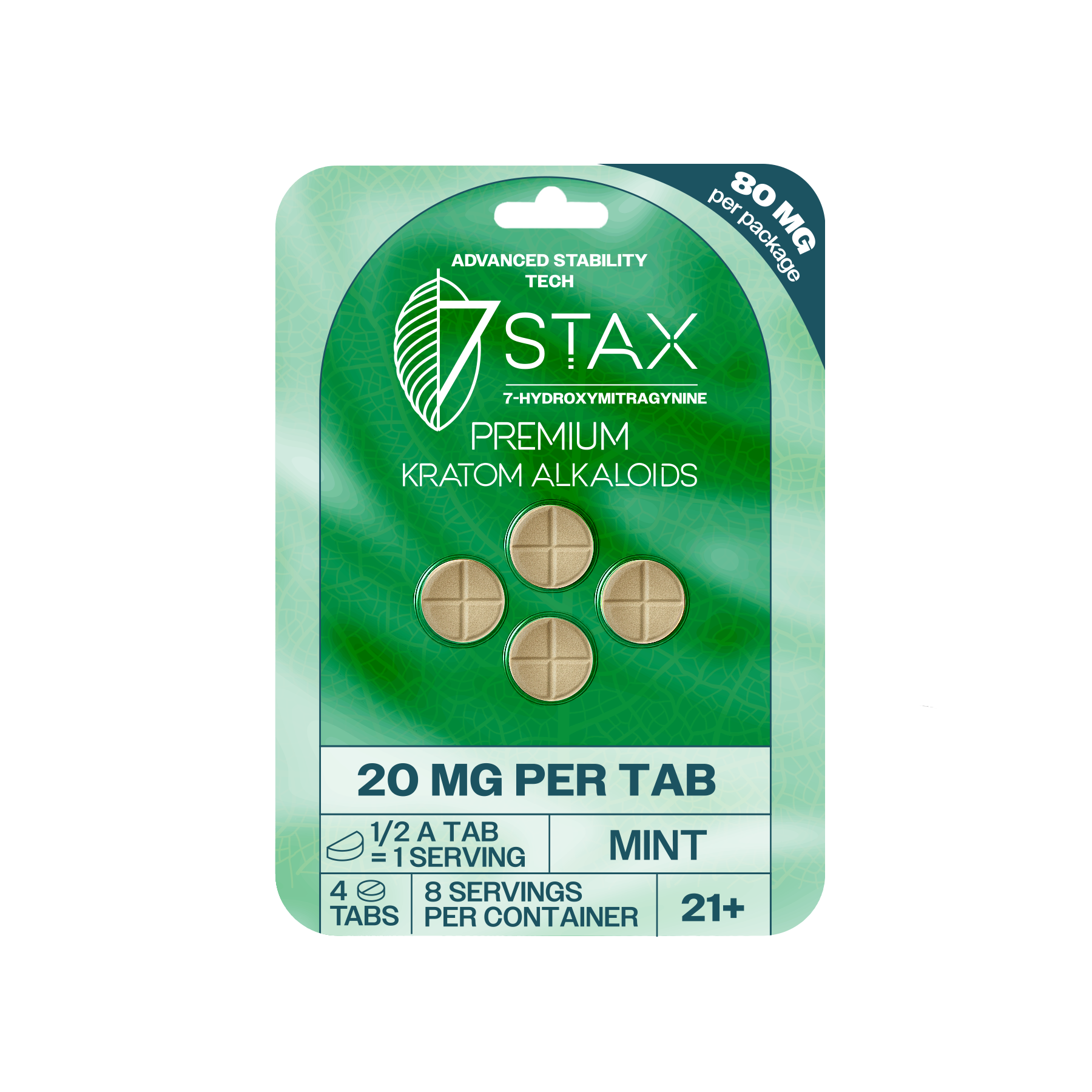 7Stax Premium 7-OH Kratom Alkaloid Tablets (80mg - 4 Count)