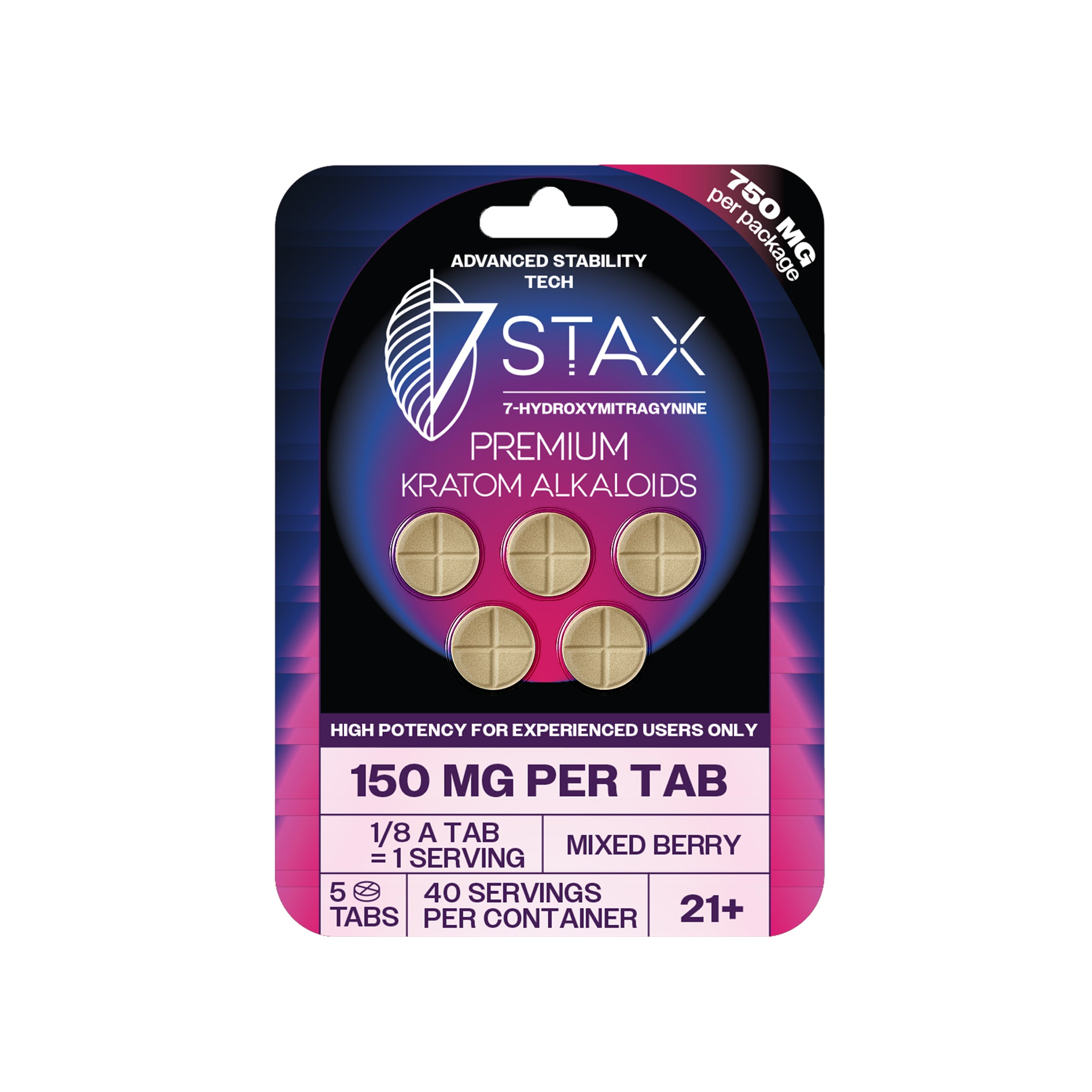 7Stax Premium 7-OH Kratom Alkaloid Tablets (750mg - 5 Count)