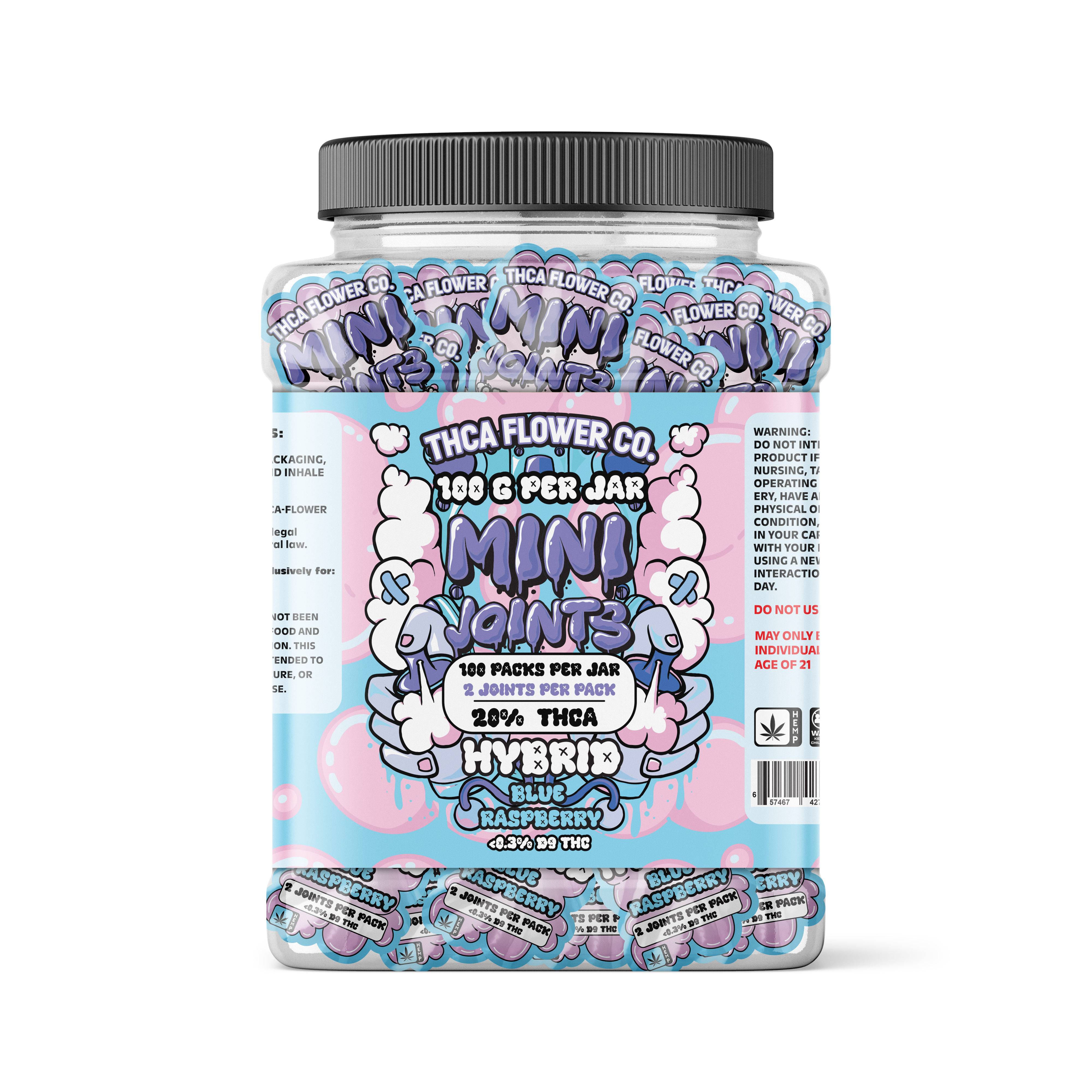 THCA Flower Co Mini Joint Jar (100 Count)