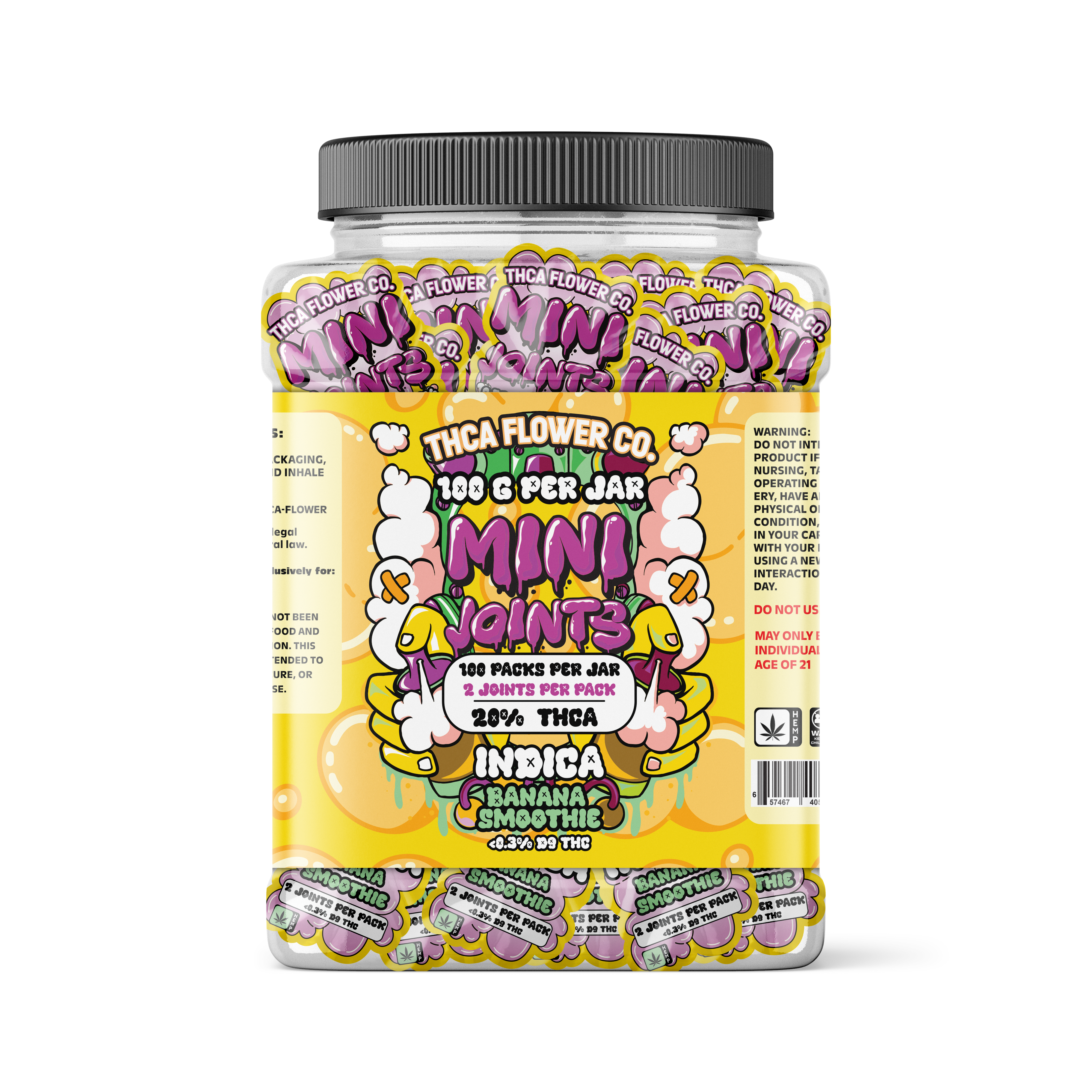 THCA Flower Co Mini Joint Jar (100 Count)
