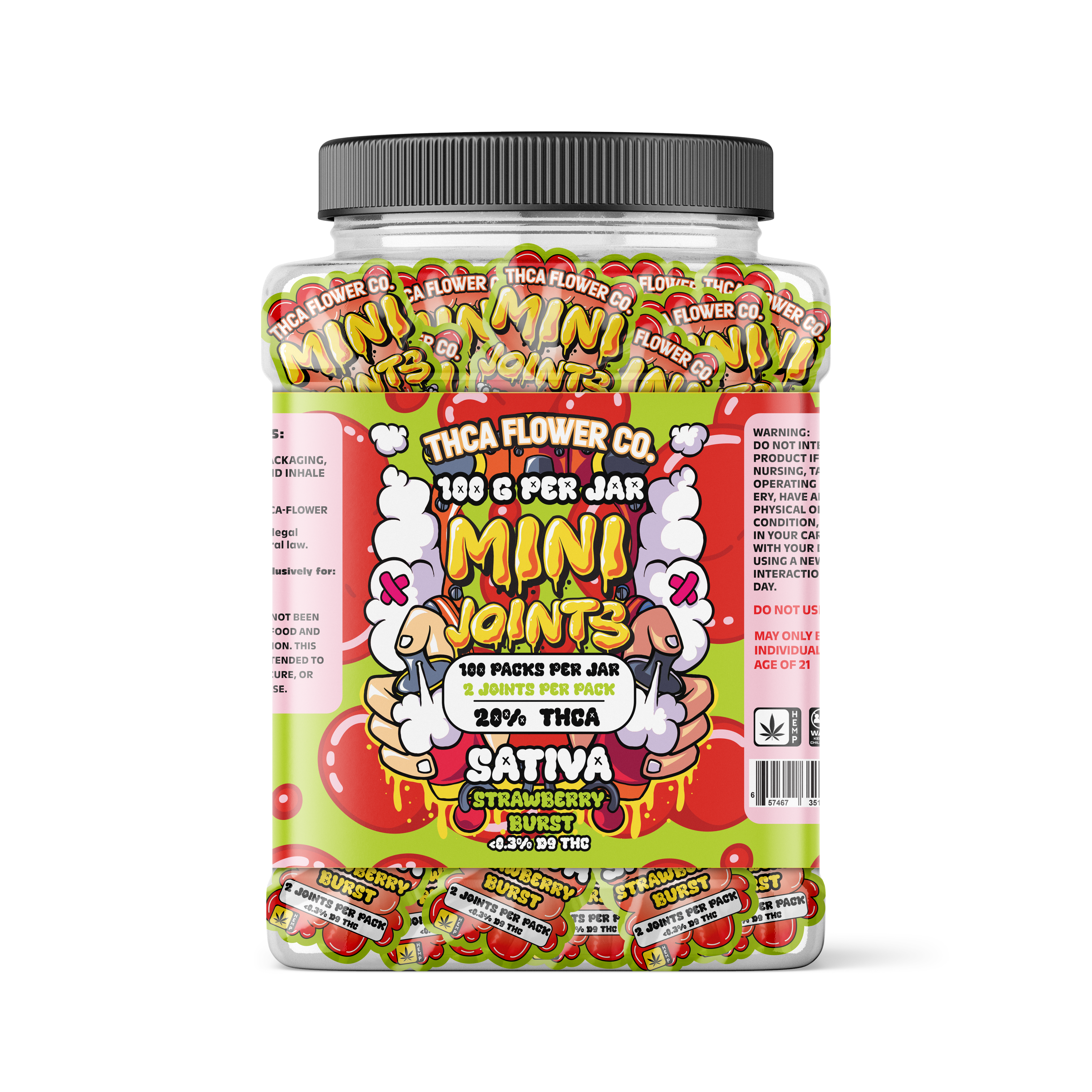 THCA Flower Co Mini Joint Jar (100 Count)
