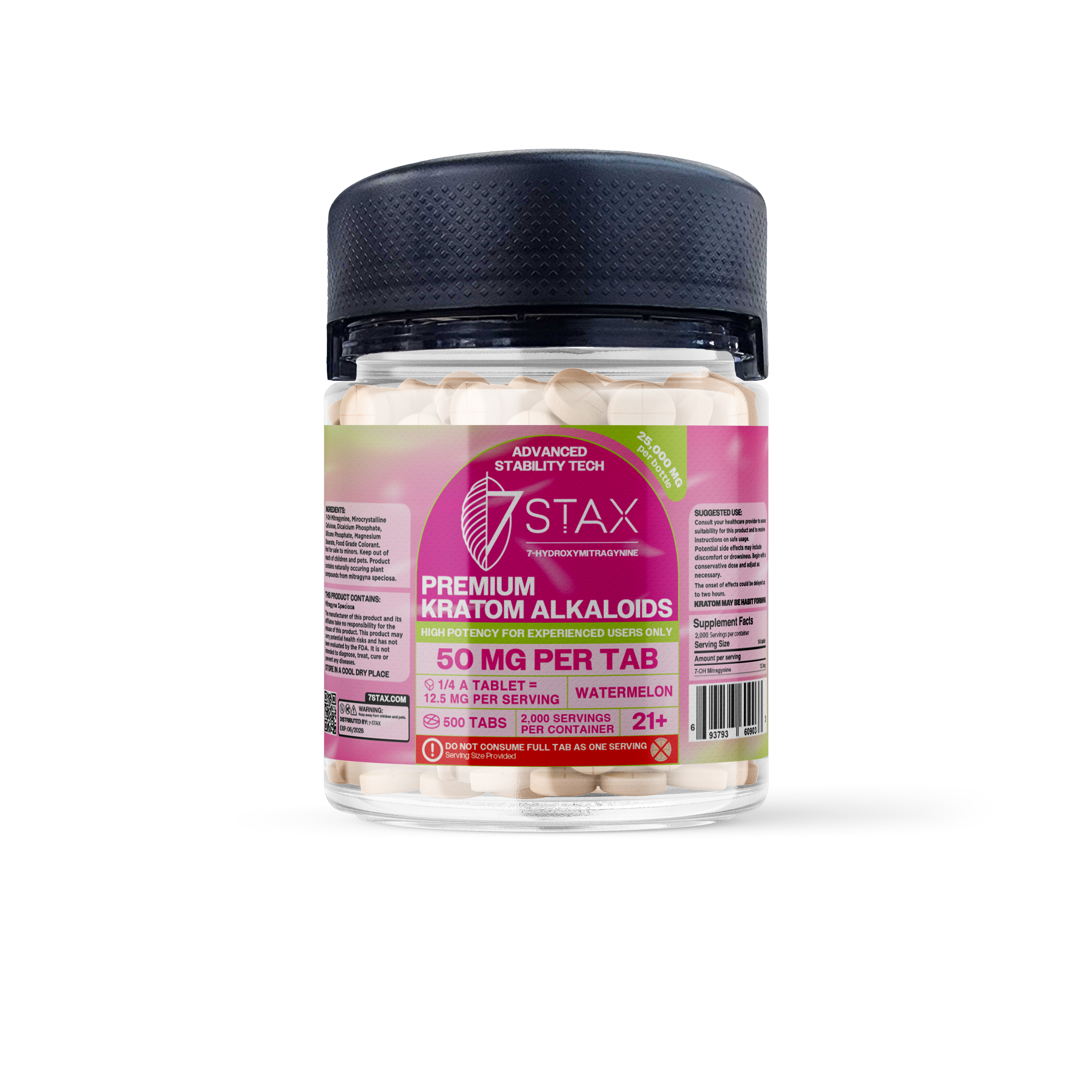 7Stax Premium 7-OH Kratom Alkaloid Tablets (25000mg - 500 Count)