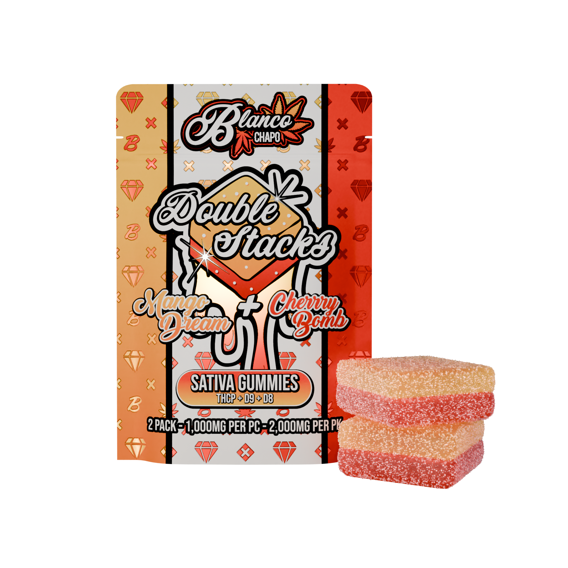 Blanco Chapo Double Stacks THCP + D9 + D8 Gummies (2000mg)