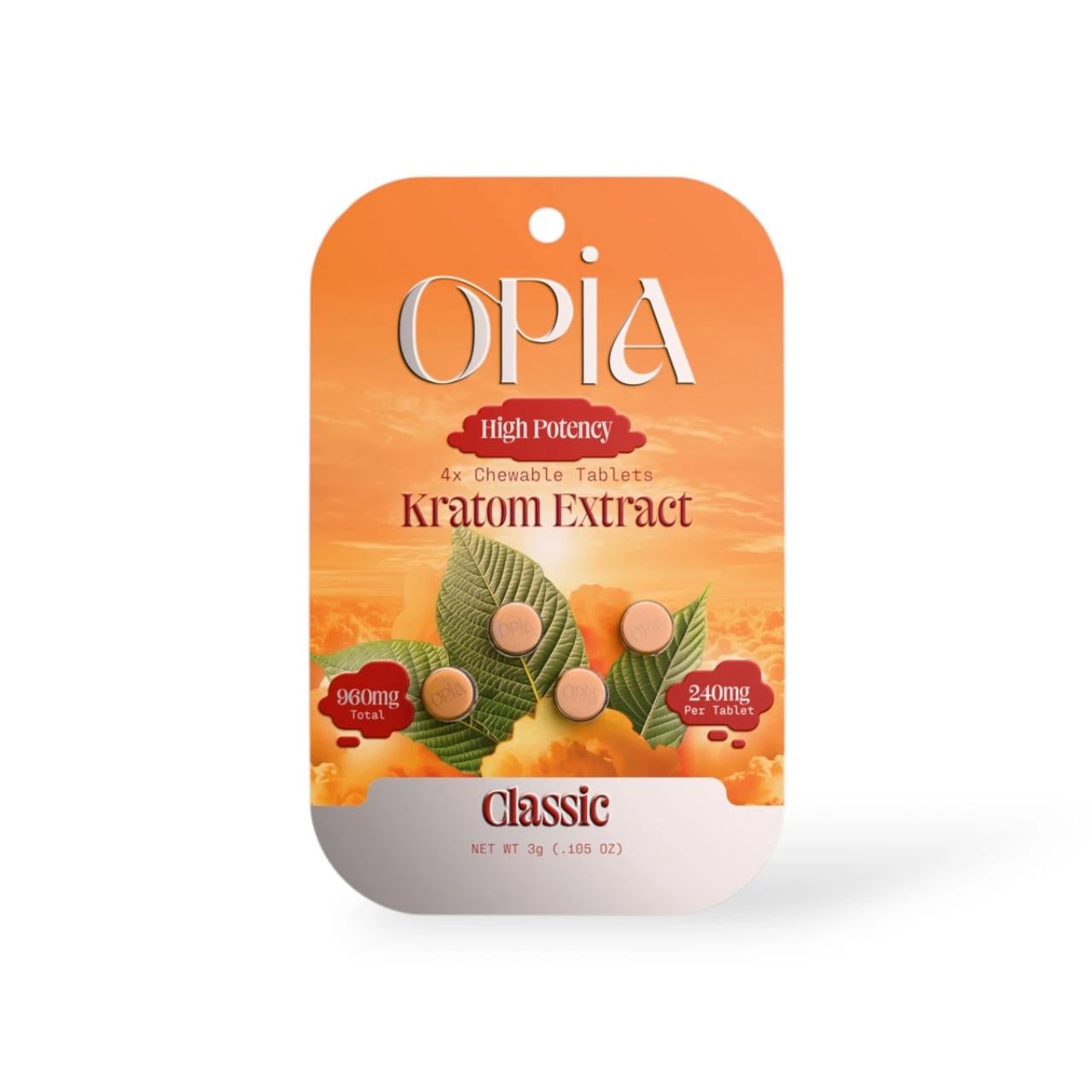 Opia High Potency Kratom Extract Tablets (960mg - 4 Count) - Classic