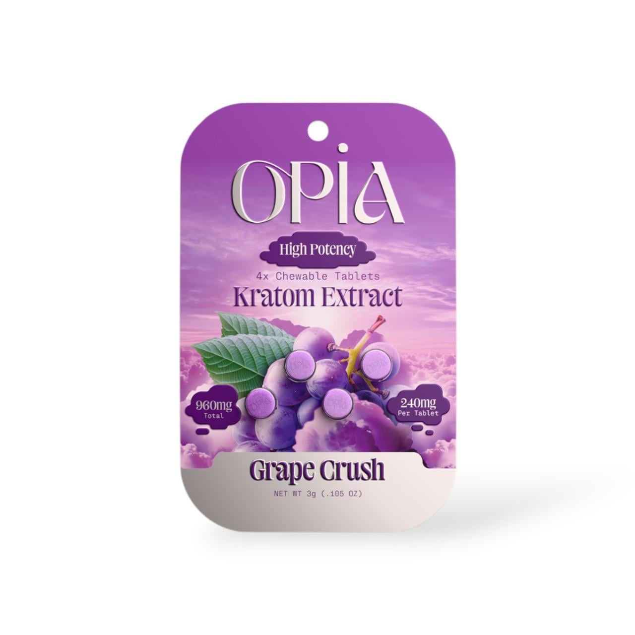 Opia High Potency Kratom Extract Tablets (960mg - 4 Count) - Grape Crush
