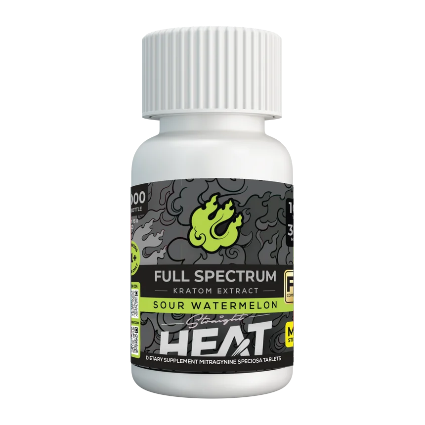 Straight Heat Full Spectrum Kratom Extract Tablets (3000mg - 10 Count) - Sour Watermelon