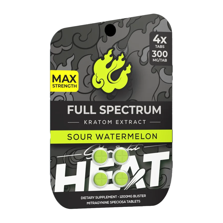 Straight Heat Full Spectrum Kratom Extract Tablets (1200mg - 4 Count) - Sour Watermelon