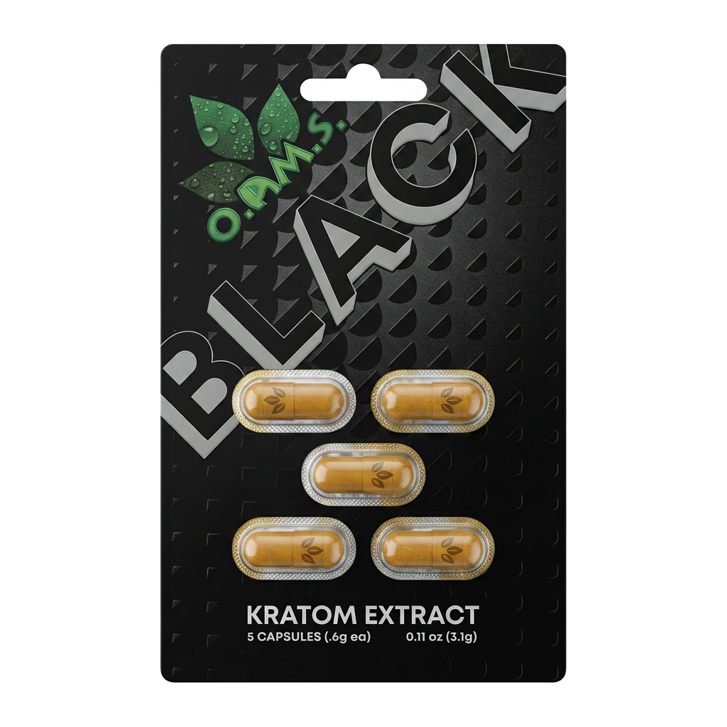 O.P.M.S. Black Kratom Capsules (5 Count)