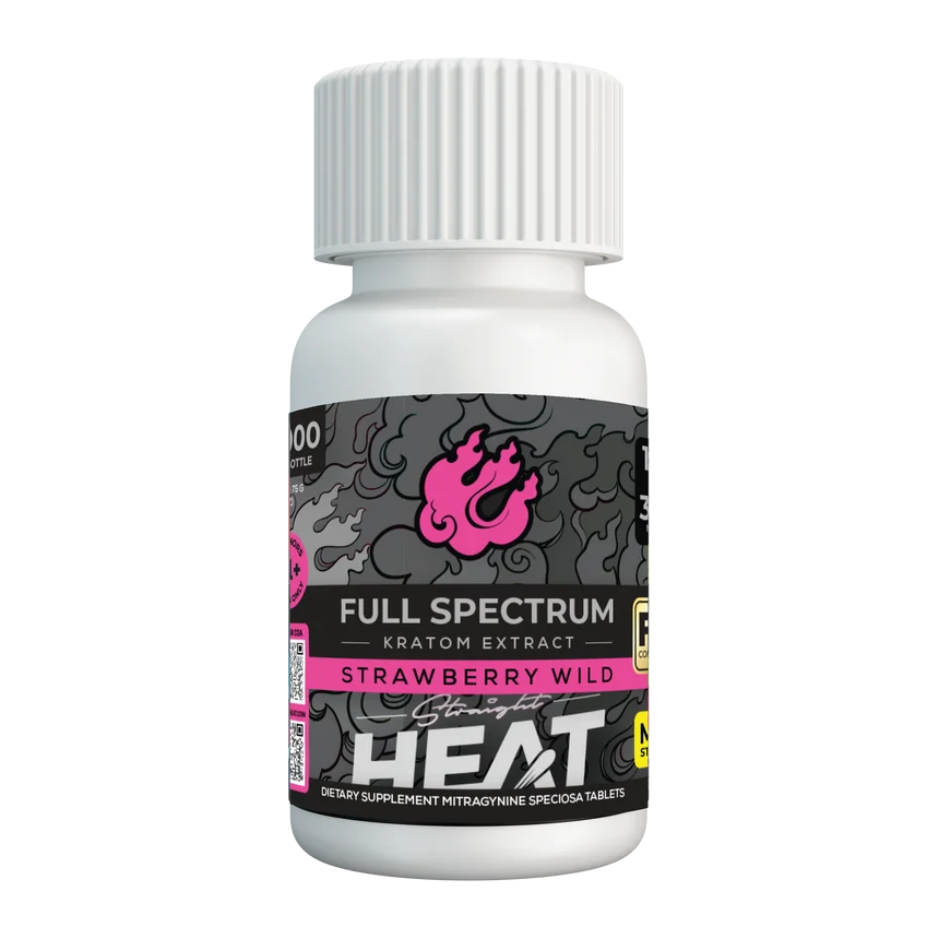 Straight Heat Full Spectrum Kratom Extract Tablets (3000mg - 10 Count) - Strawberry Wild