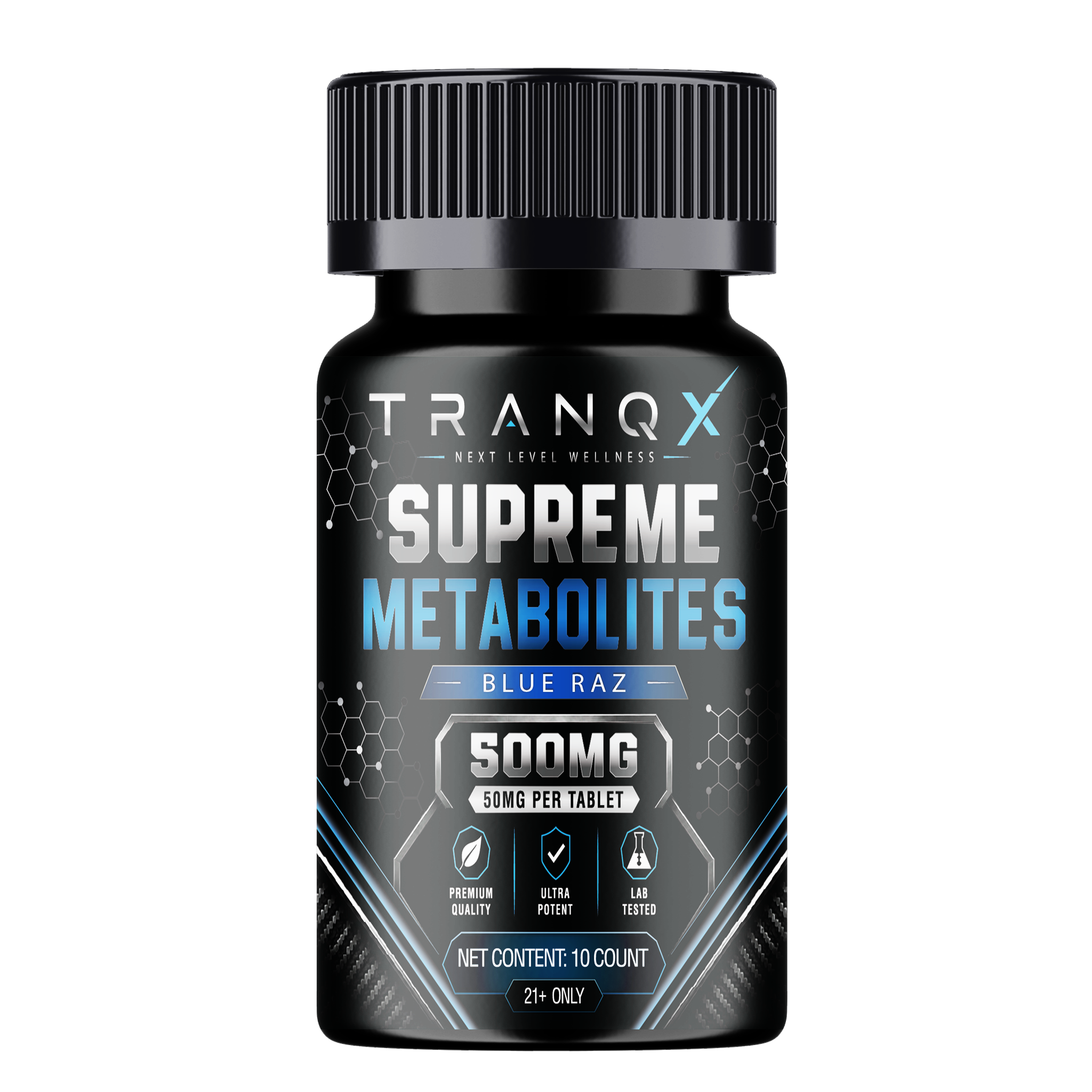 TRANQX Supreme Metabolites MIT-9 Tablets (500mg - 10 Count) - Blue Raz