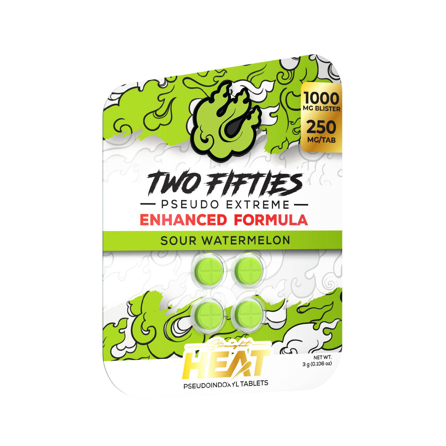 Straight Heat Two Fifties Pseudo Tablets (1000mg - 4 Count)