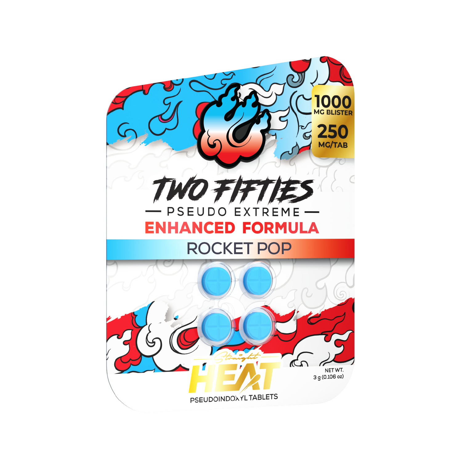 Straight Heat Two Fifties Pseudo Tablets (1000mg - 4 Count)