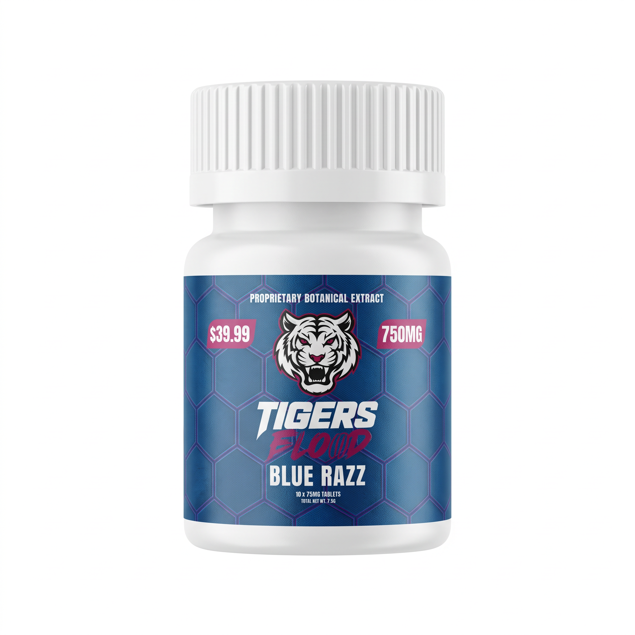 Tigers Blood Botanical Tablets (750mg - 10 Count) - Blue Razz