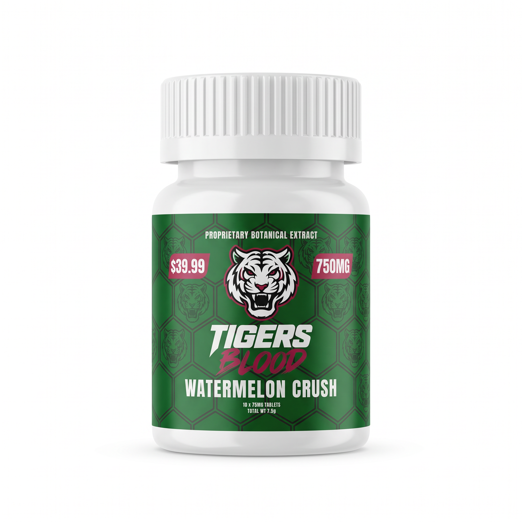 Tigers Blood Botanical Tablets (750mg - 10 Count) - Watermelon Crush