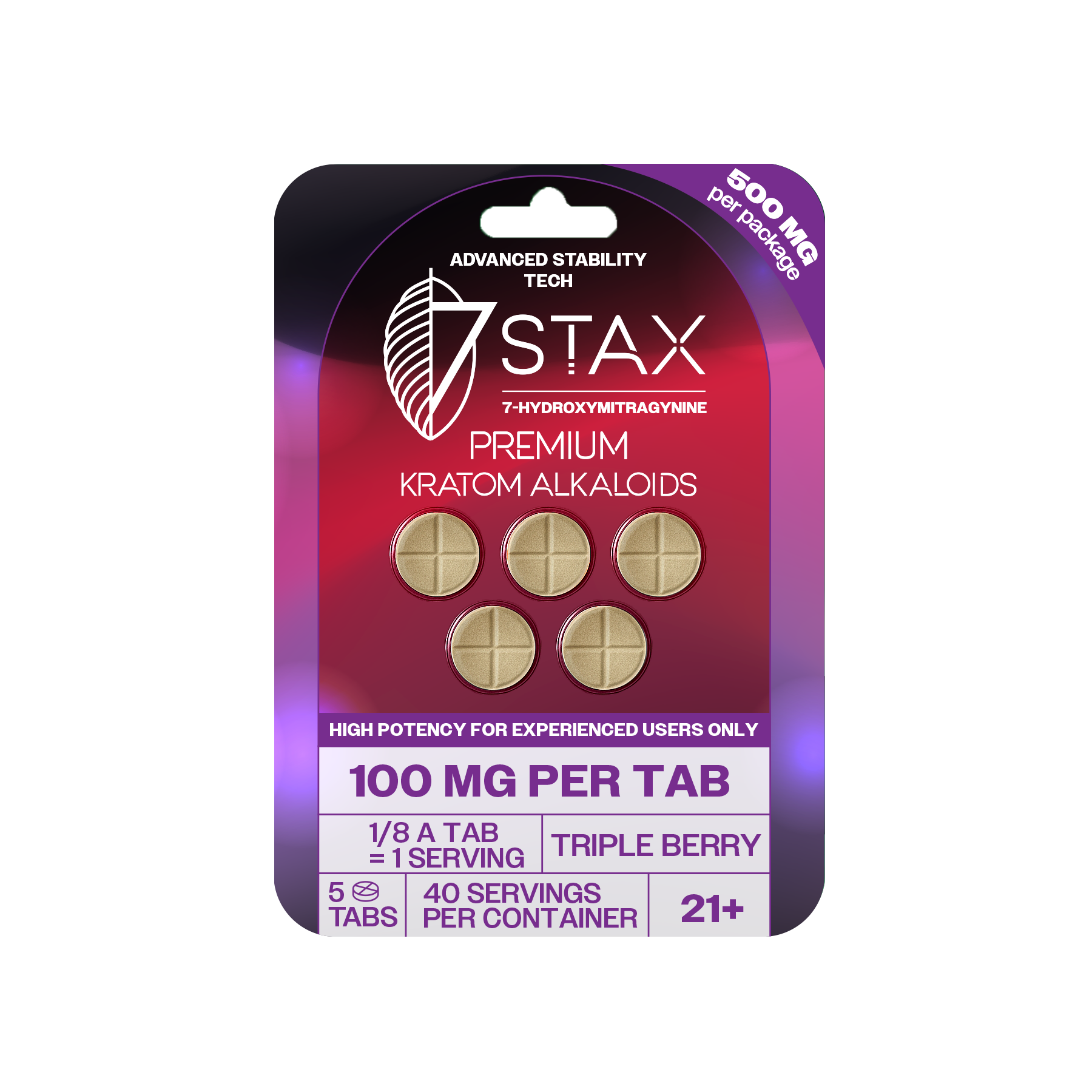 7Stax Premium 7-OH Kratom Alkaloid Tablets (500mg - 5 Count)