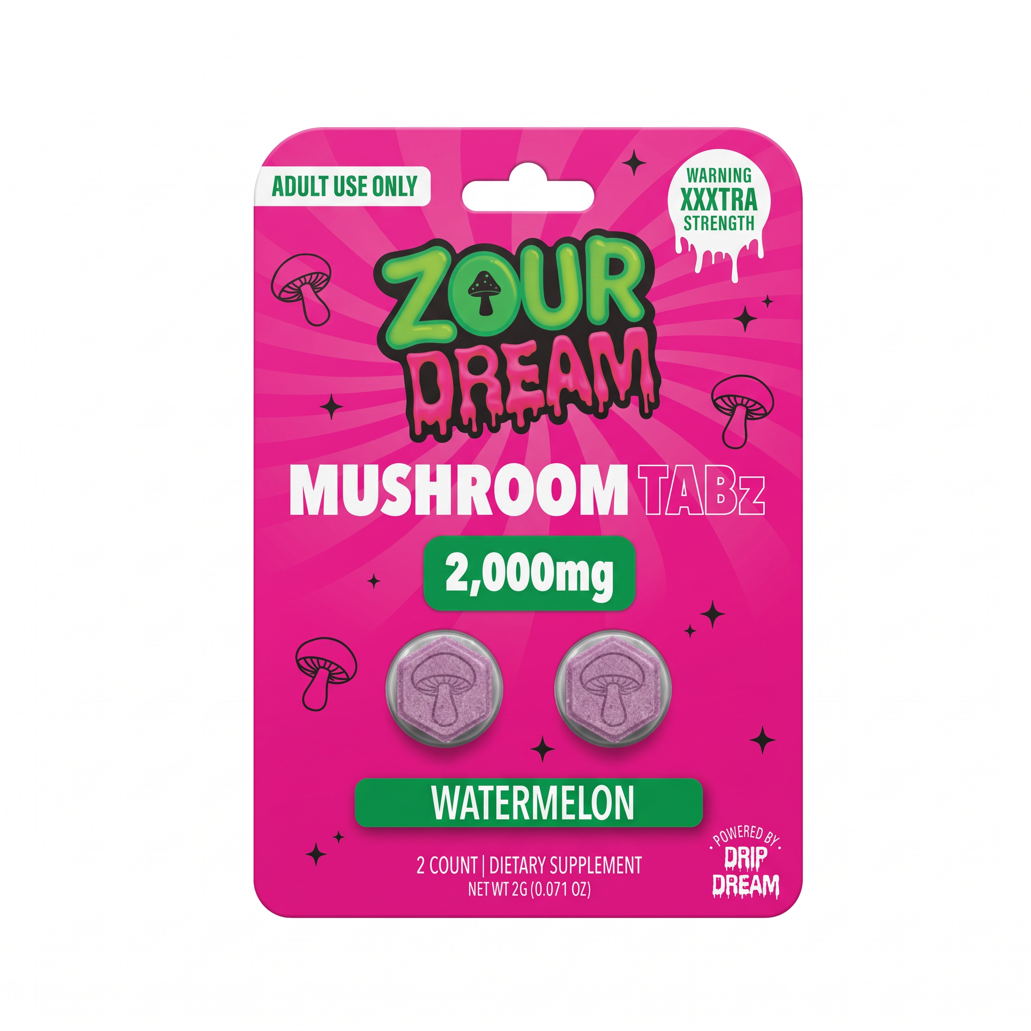 Zour Dream Mushroom Tablets (2000mg - 2 Count) - Watermelon