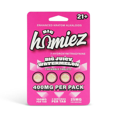 Big Homiez 7-OH Tablets 400mg 4 Count pack, Big Juicy Watermelon