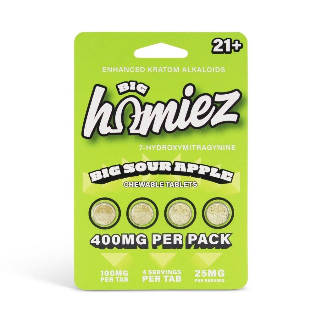 Big Homiez 7-OH Tablets 400mg 4 Count pack, Big Sour Apple