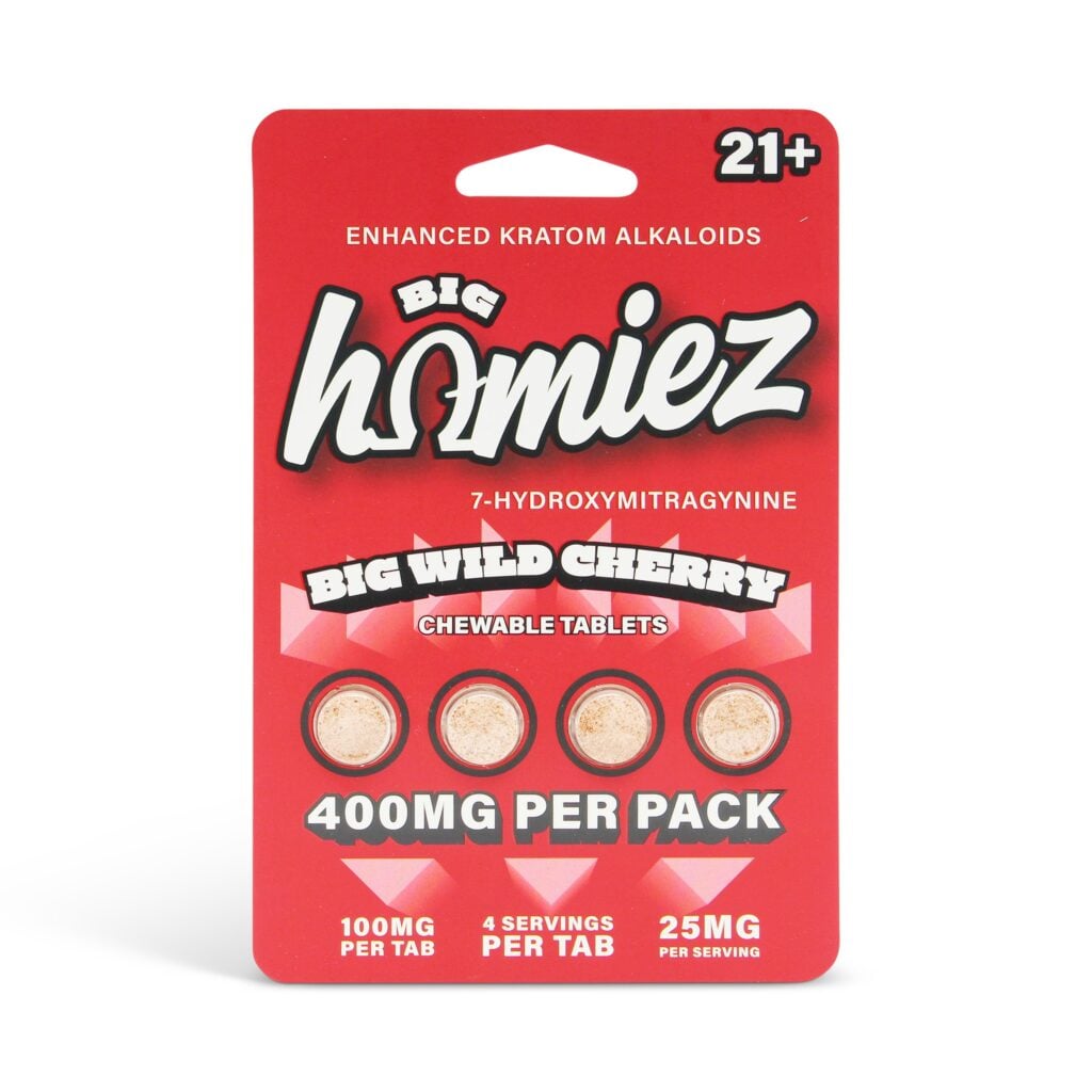 Big Homiez 7-OH Tablets 400mg 4 Count pack, Big Wild Cherry