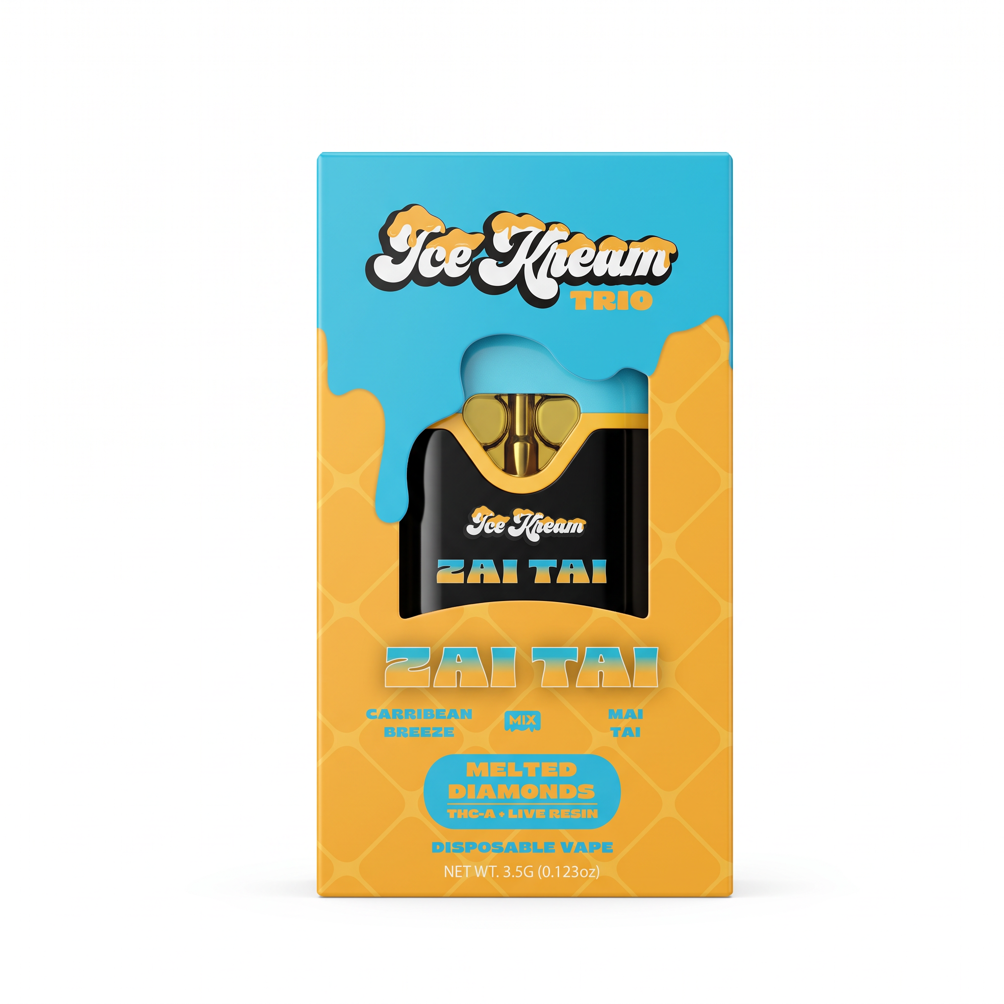 Ice Kream Trio THC-A + Live Resin Disposable Vape (3500mg) - Zai Tai - Carribean Breeze (Indica) + Mai Tai (Sativa)