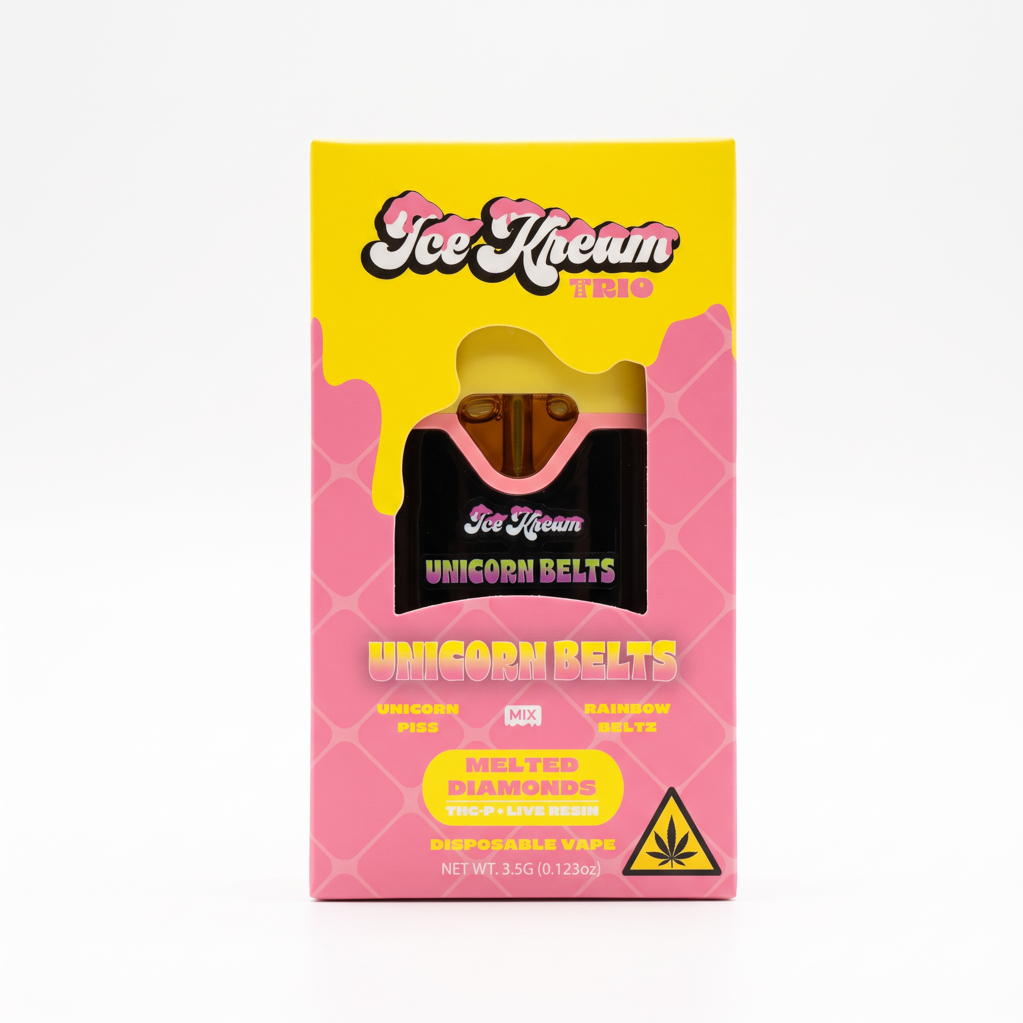 Ice Kream Trio THC-P + Live Resin Disposable Vape (3500mg) - Unicorn Belts - Unicorn Piss (Indica) + Rainbow Beltz (Indica)