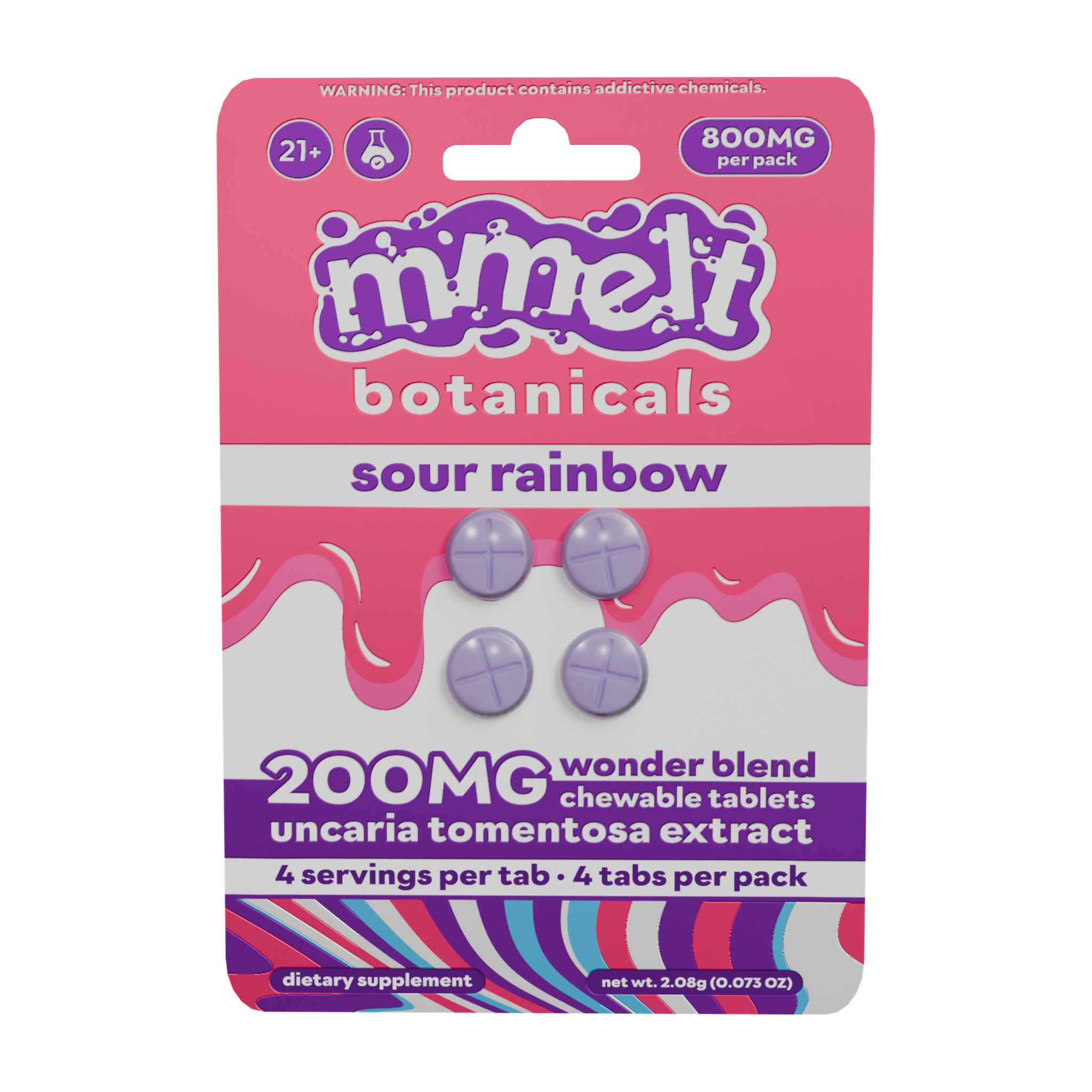 mmelt Botanicals Wonder Blend Uncaria Tomentosa Tablets (800mg - 4 Count) - Sour Rainbow